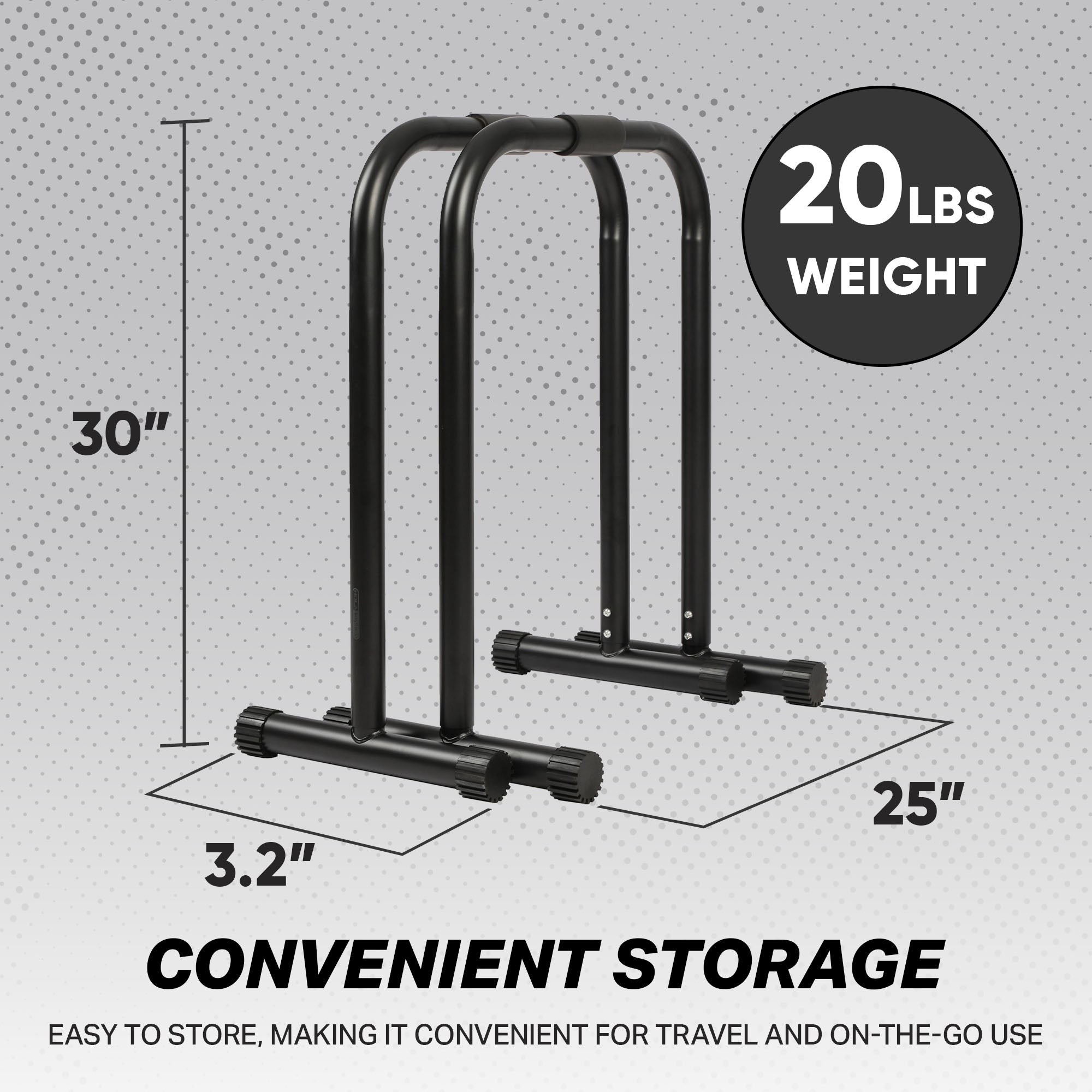 HolaHatha Dip Station Bar with Adjustable Foot and Non Slip Foot Covers, Black - Smart-nests