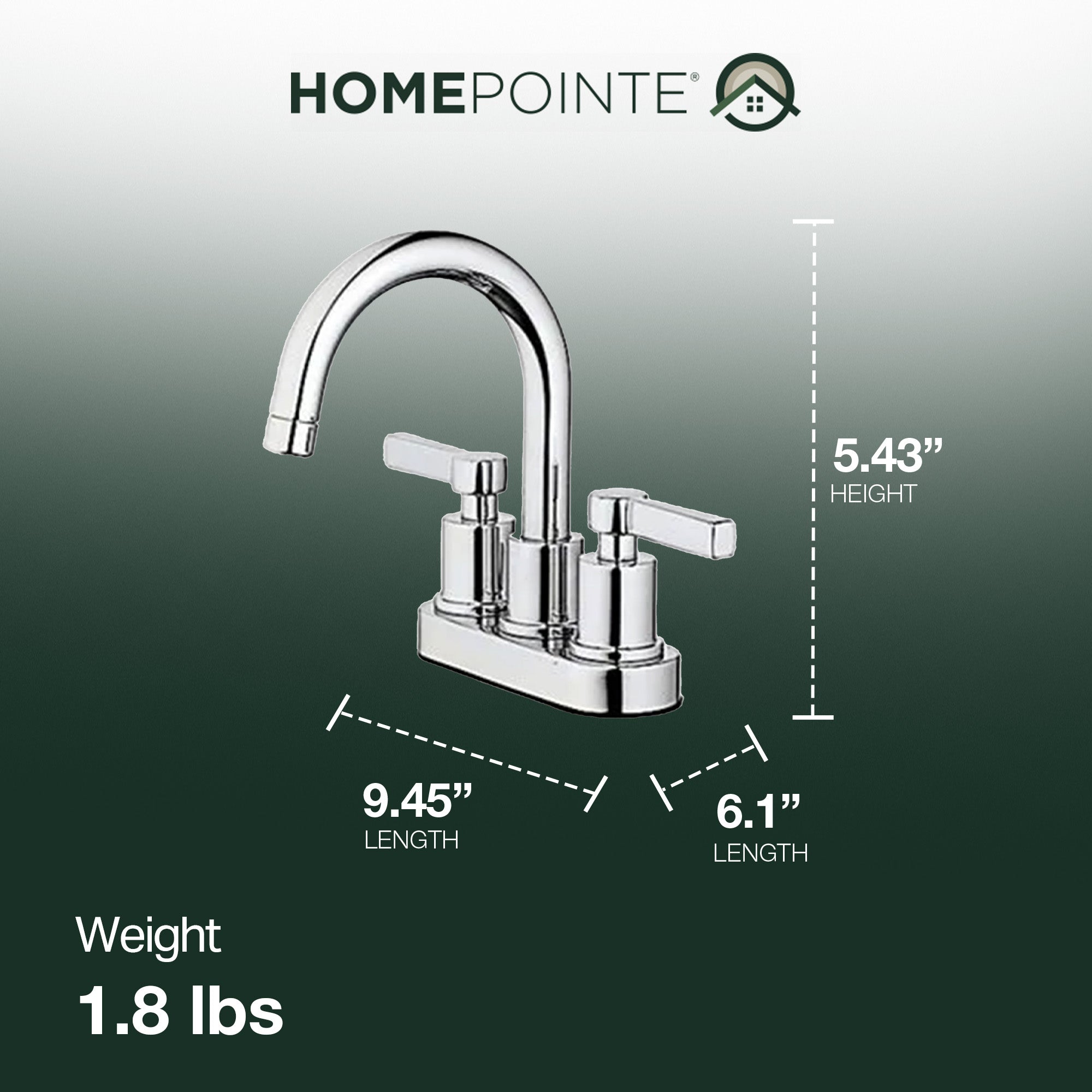 HomePointe Mid Arch Double Handle Lavatory Faucet with Pop Up, Chrome Finish - Smart-nests