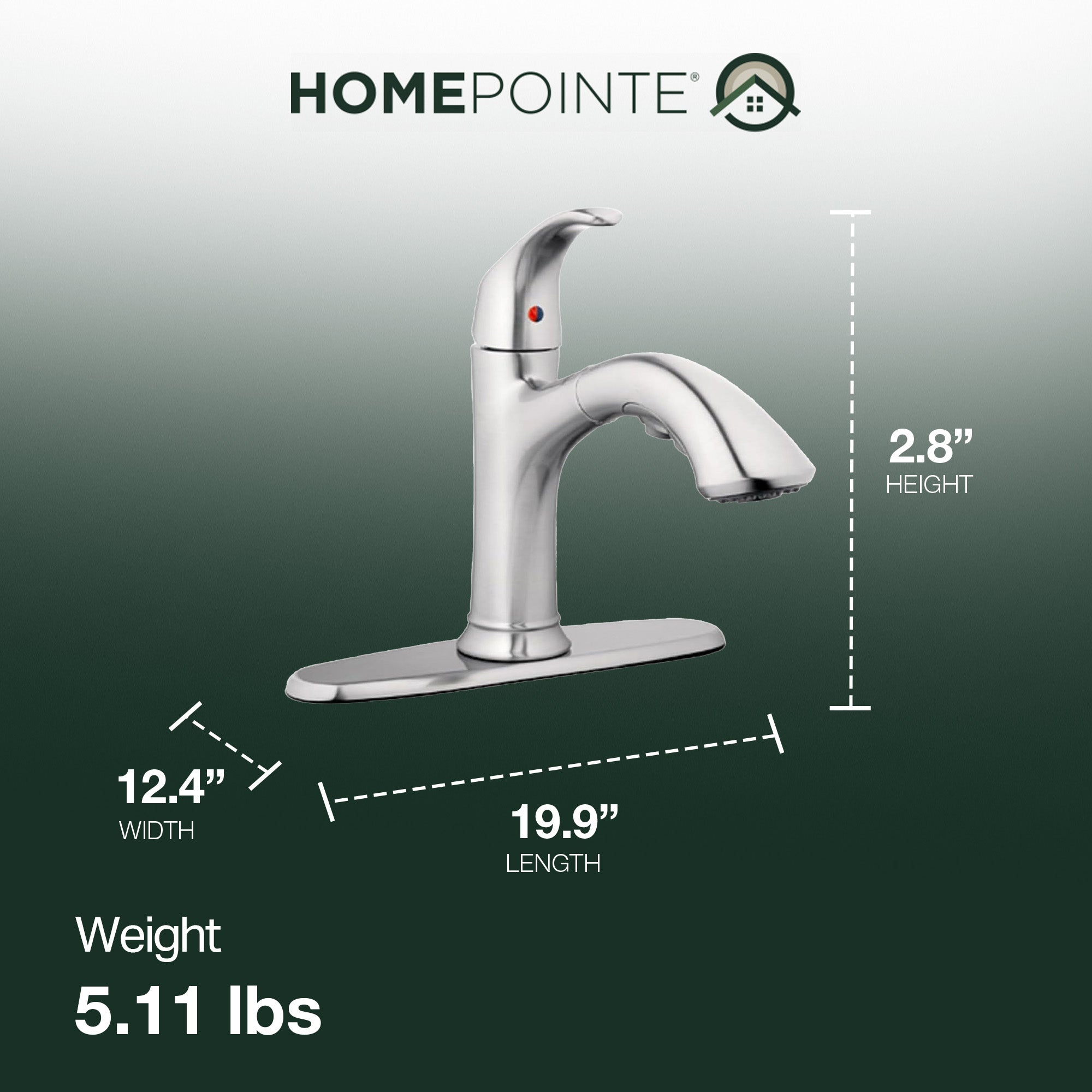 HomePointe Single Loop Handle Kitchen Faucet With Pull-Out Spray, Brushed Nickel - Smart-nests