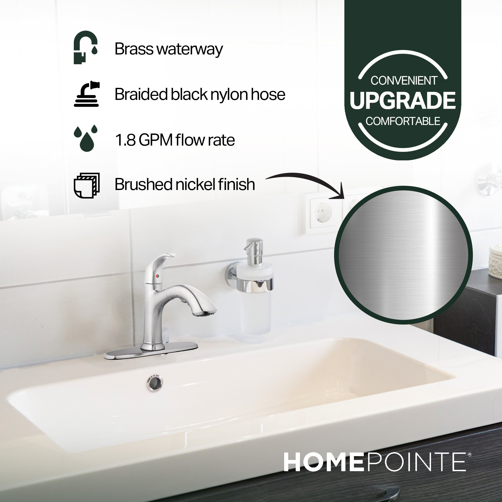 HomePointe Single Loop Handle Kitchen Faucet With Pull-Out Spray, Brushed Nickel - Smart-nests