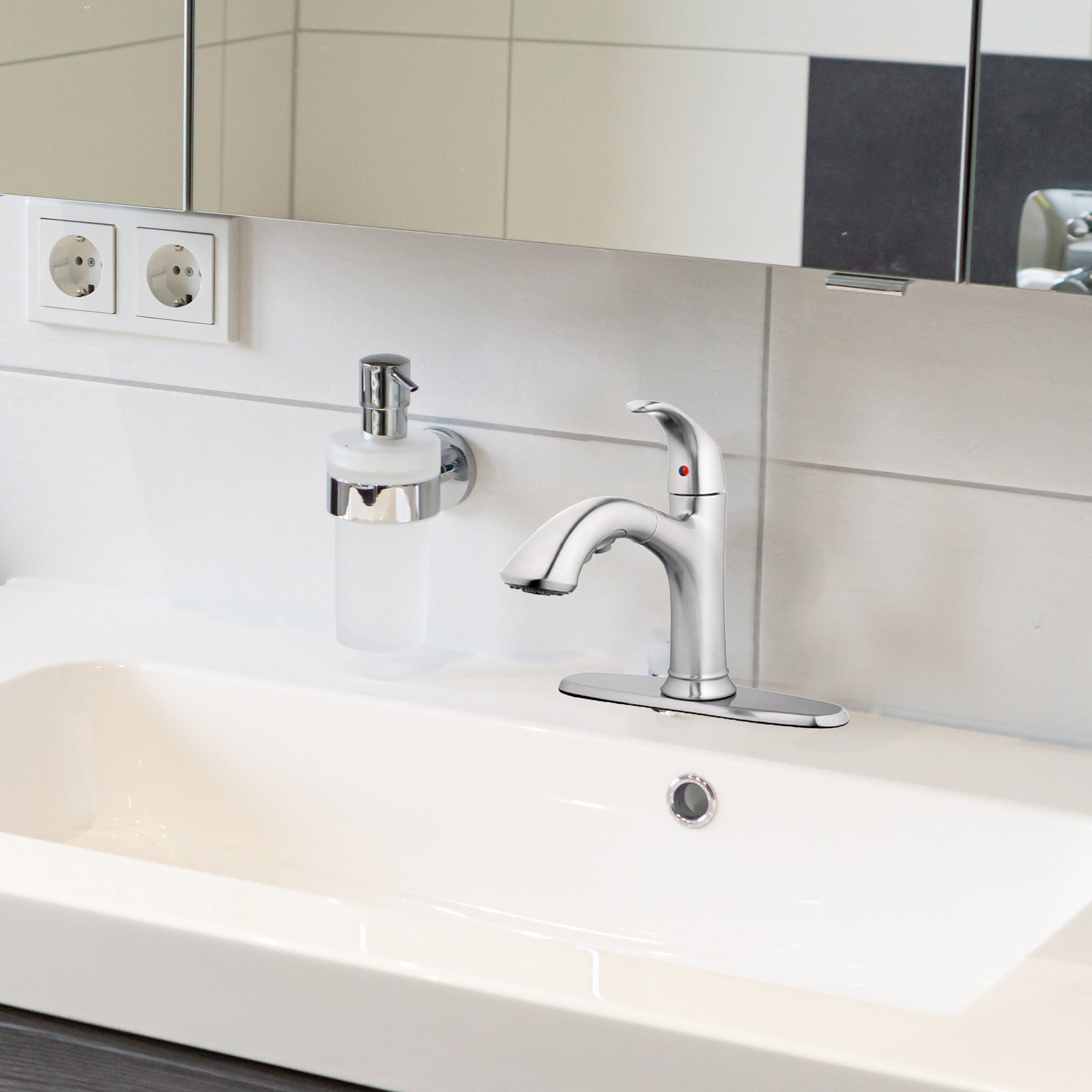 HomePointe Single Loop Handle Kitchen Faucet With Pull-Out Spray, Brushed Nickel - Smart-nests