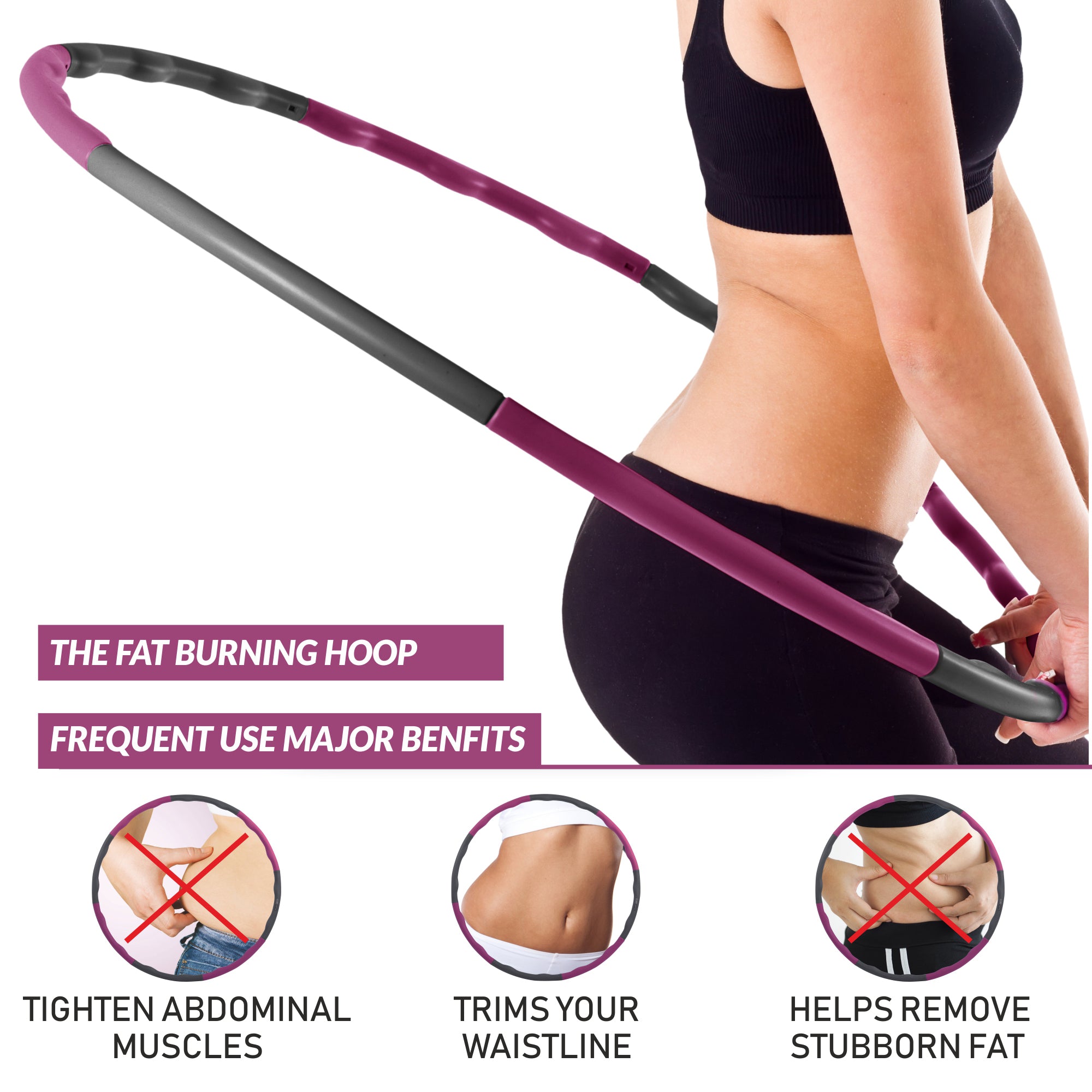 HolaHatha 900G 6 Piece Weighted Fitness Hula Hoop for Home Workouts and Toning - Smart-nests