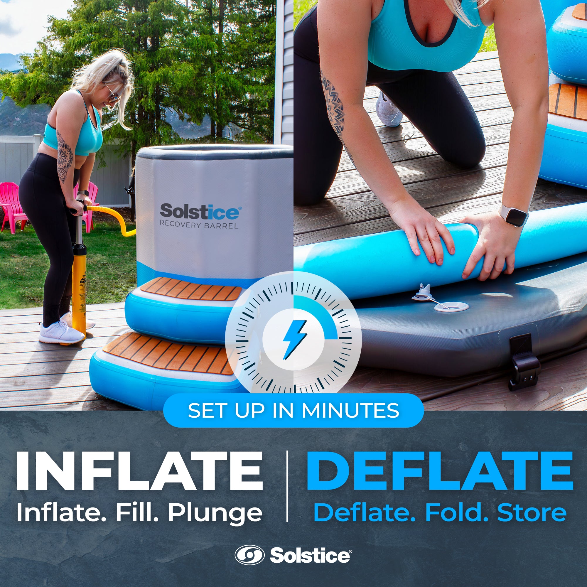 Solstice Original Inflatable Cold Plunge Ice Bath Tub Standing Recovery Barrel - Smart-nests