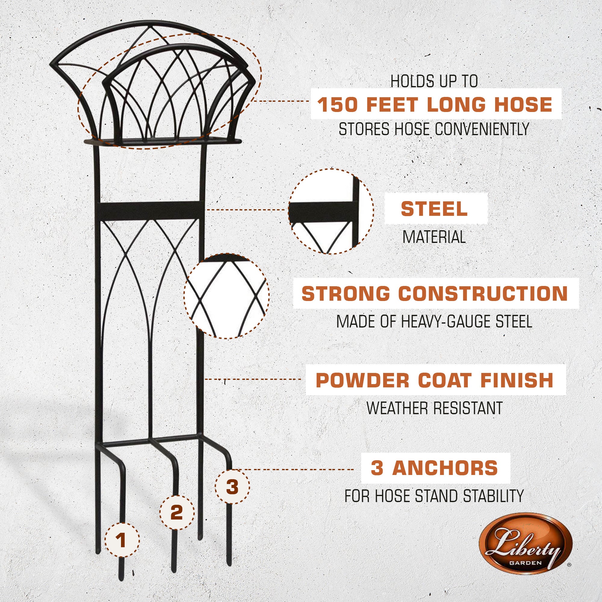 Liberty Garden LBG116 Steel Decorative Garden Hose Stand with Gothic Design - Smart-nests