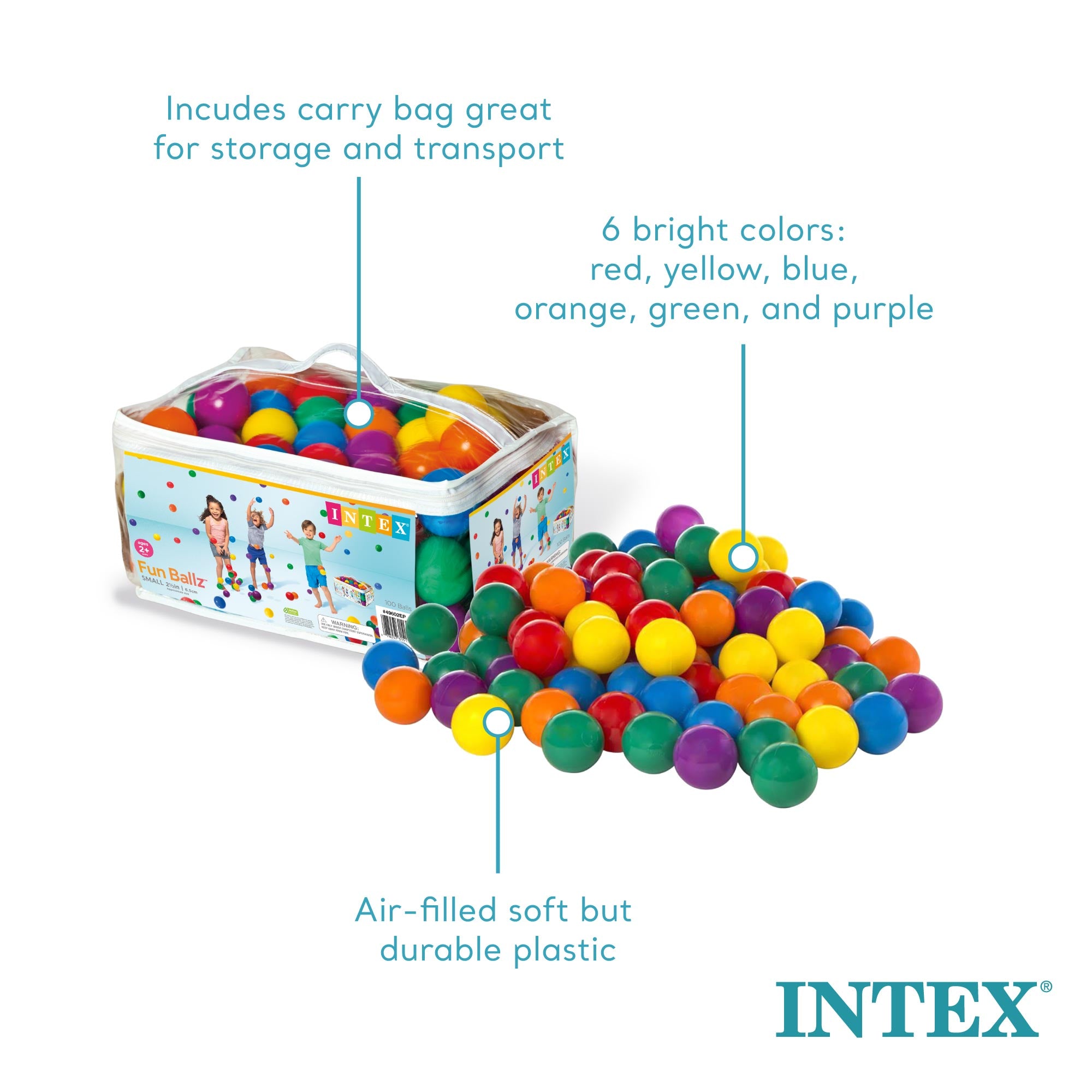 100-Pack Intex Small Plastic Multi-Colored Fun Ballz For A Ball Pit (Used) - Smart-nests