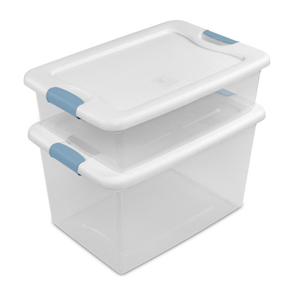 Sterilite 64 Qt Clear Plastic Stackable Storage Bin w/ White Latch Lid, 12 Pack - Smart-nests