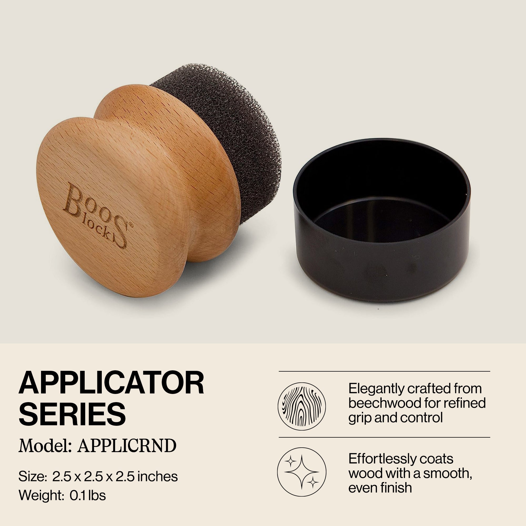 John Boos Butcher Block Oil & Cream Applicator for Wooden Surfaces, Beechwood