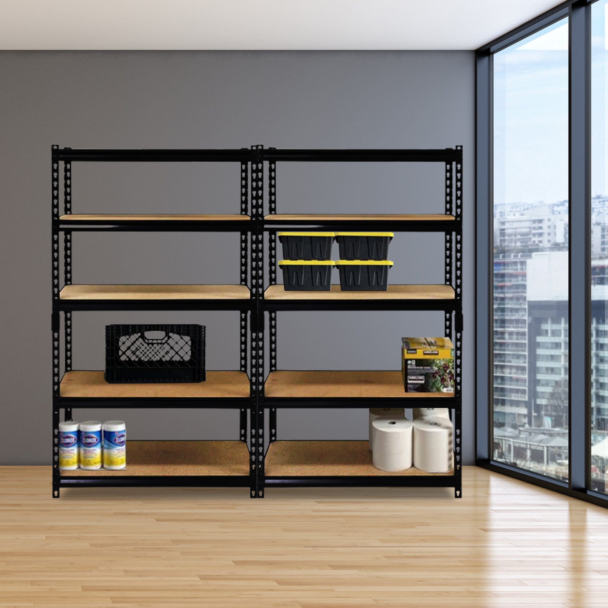 Juggernaut Storage 36" x 72" 5 Shelf Steel Utility Shelving Storage Unit, Black - Smart-nests