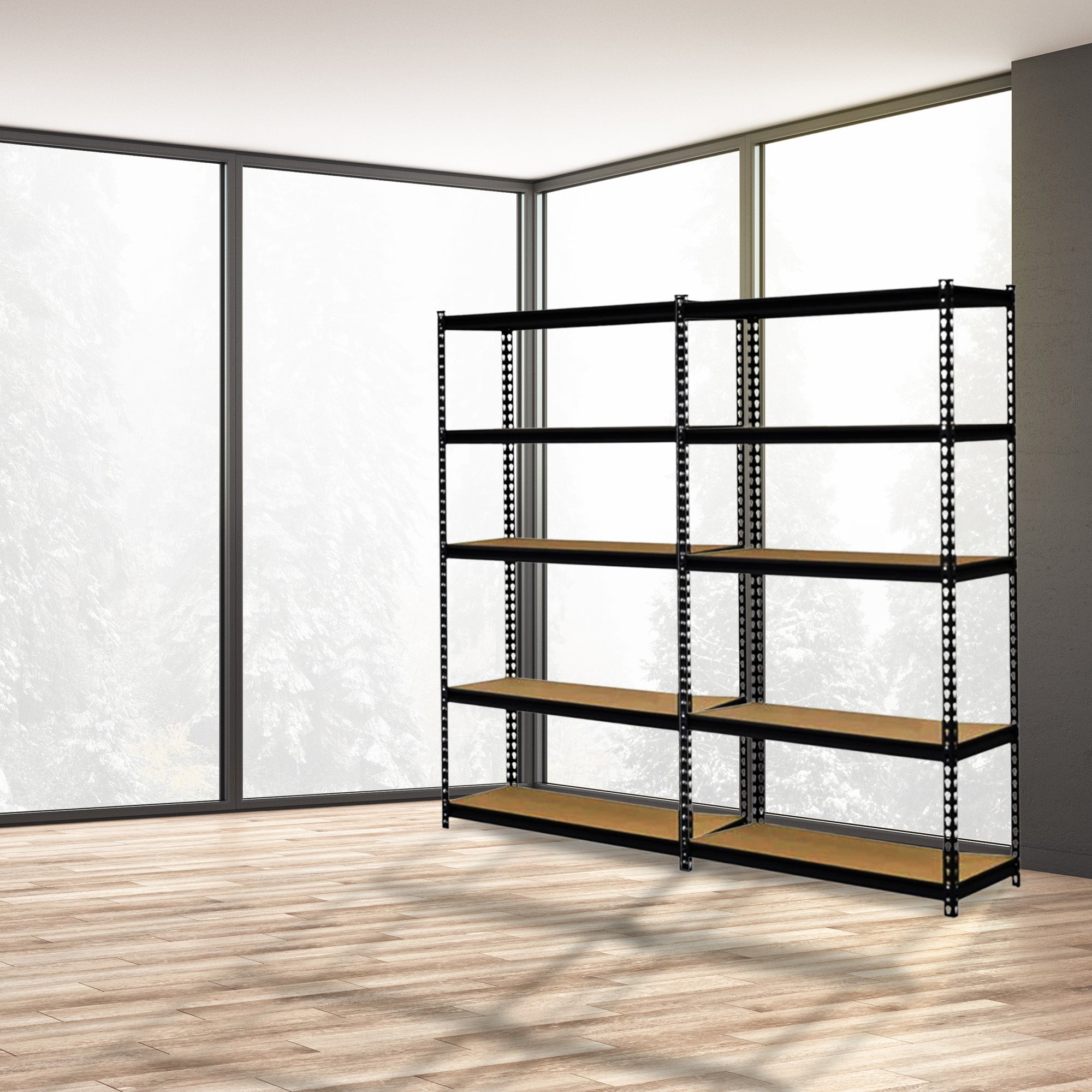 Juggernaut Storage 36" x 72" 5 Shelf Steel Utility Shelving Storage Unit, Black - Smart-nests