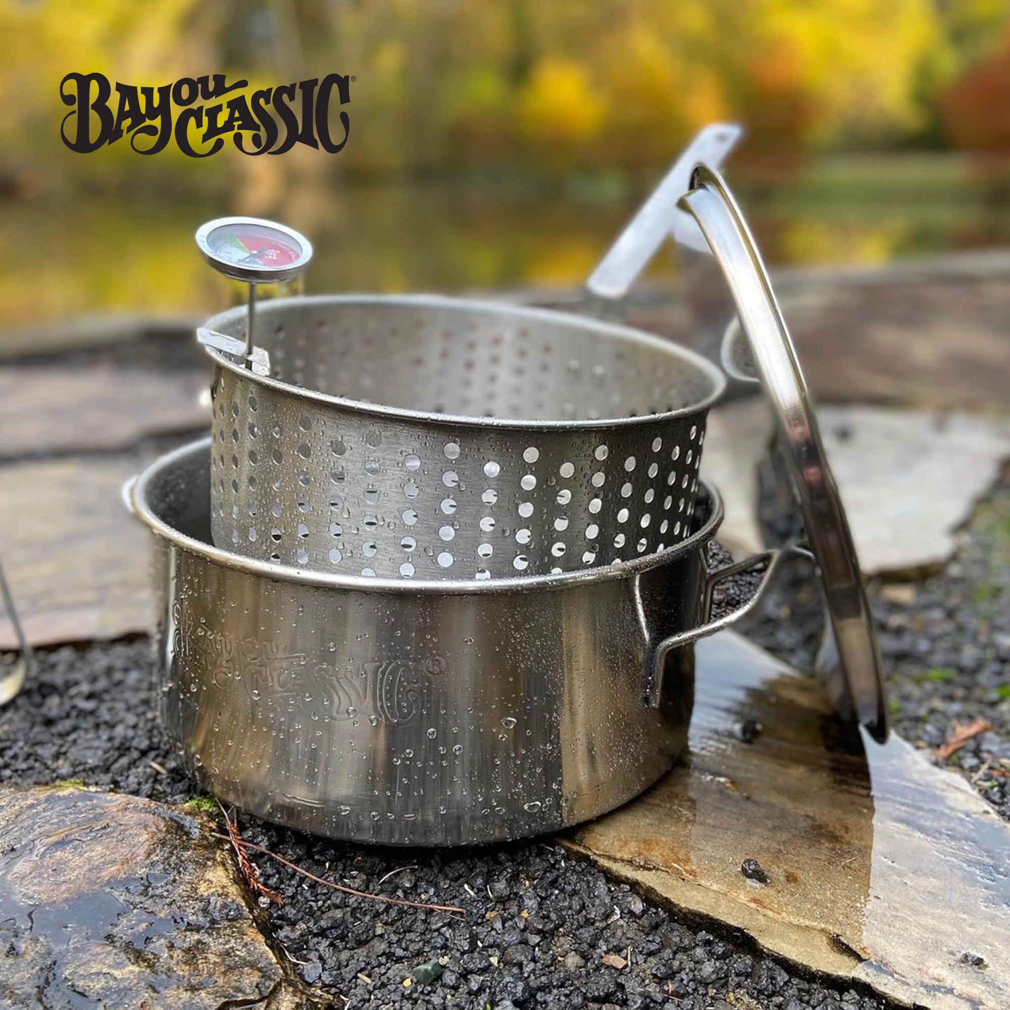 10 Quart Stainless Steel Fry Pot w/Perforated Basket & Thermometer (Used) - Smart-nests