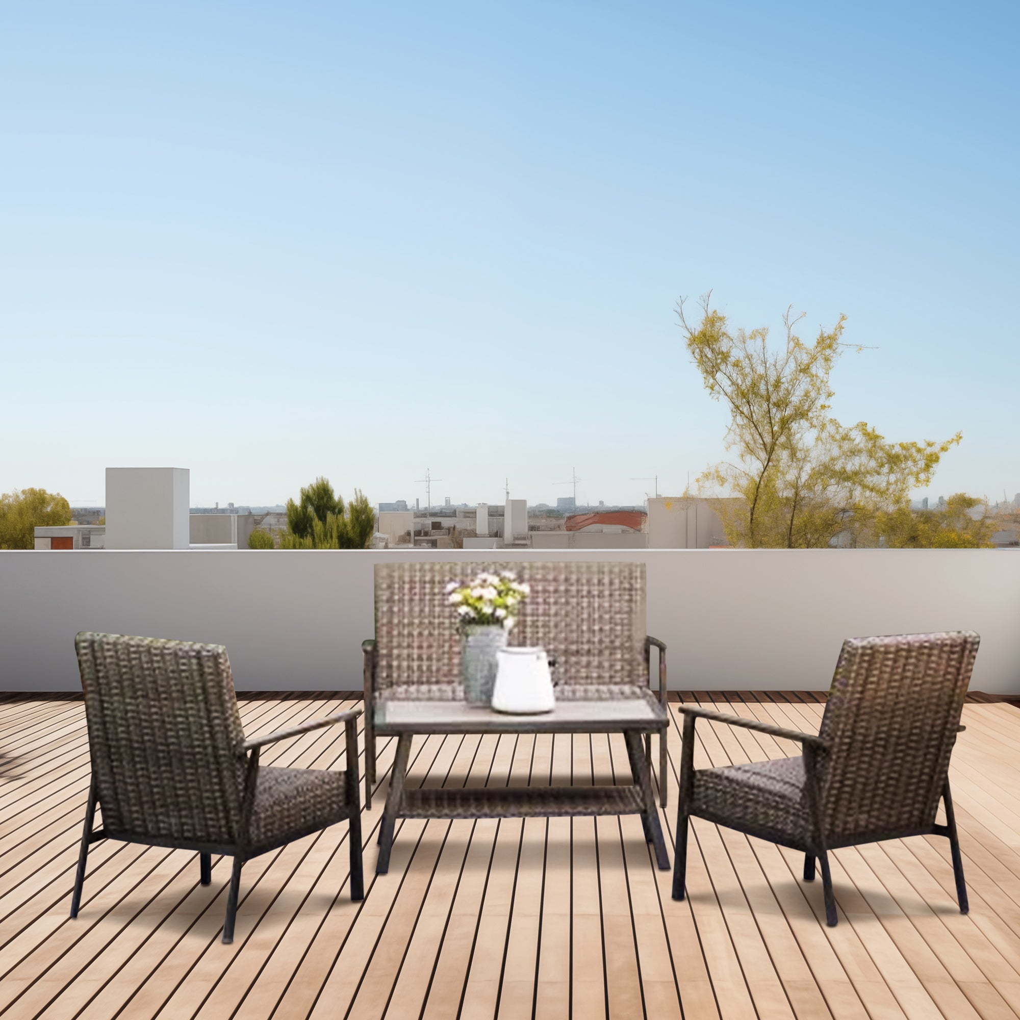 Four Seasons Courtyard Nantucket 4 Piece All Weather Deep Seating Patio Set - Smart-nests