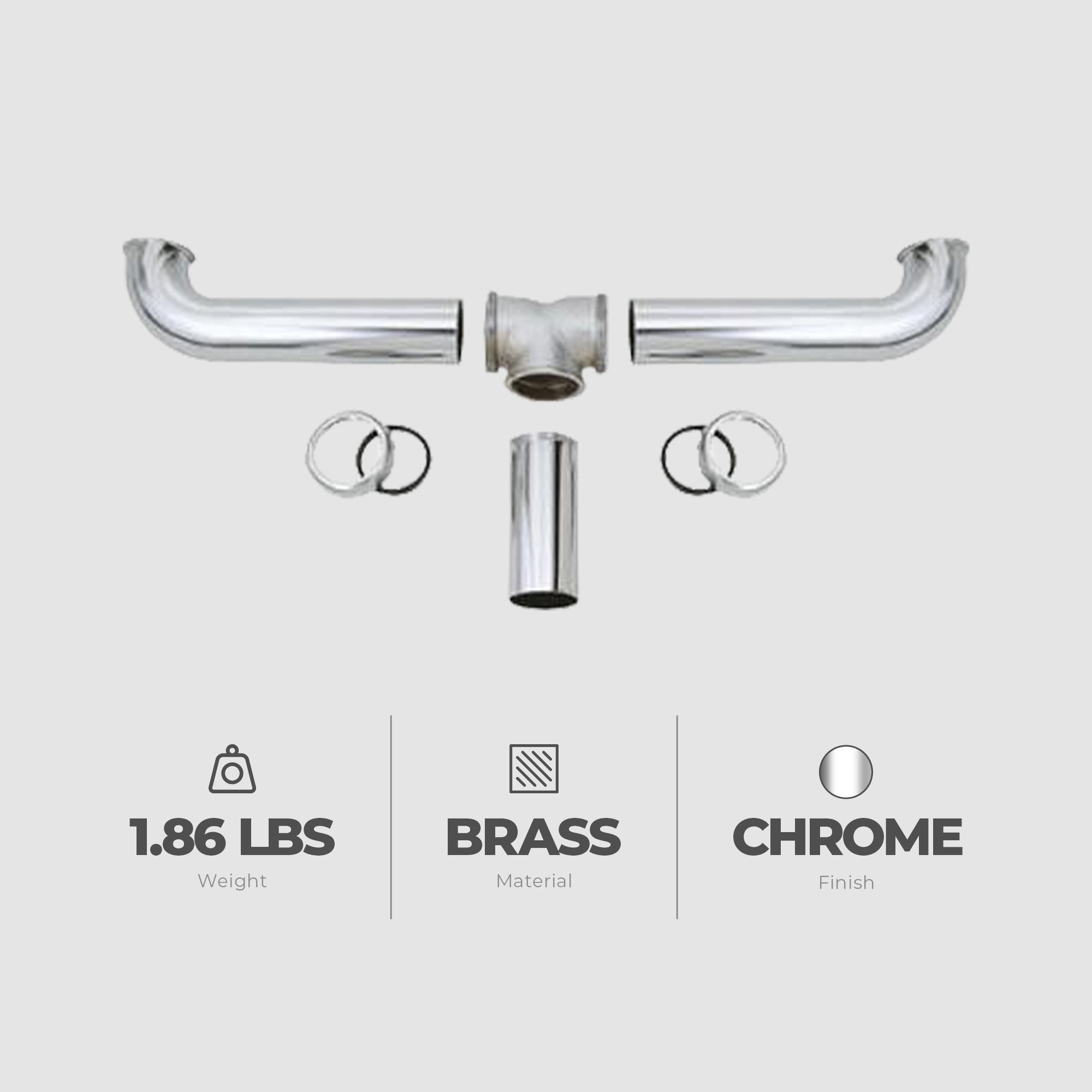 Master Plumber 2 Bowl Center Outlet Drain with Chrome Plated Brass for Sinks - Smart-nests
