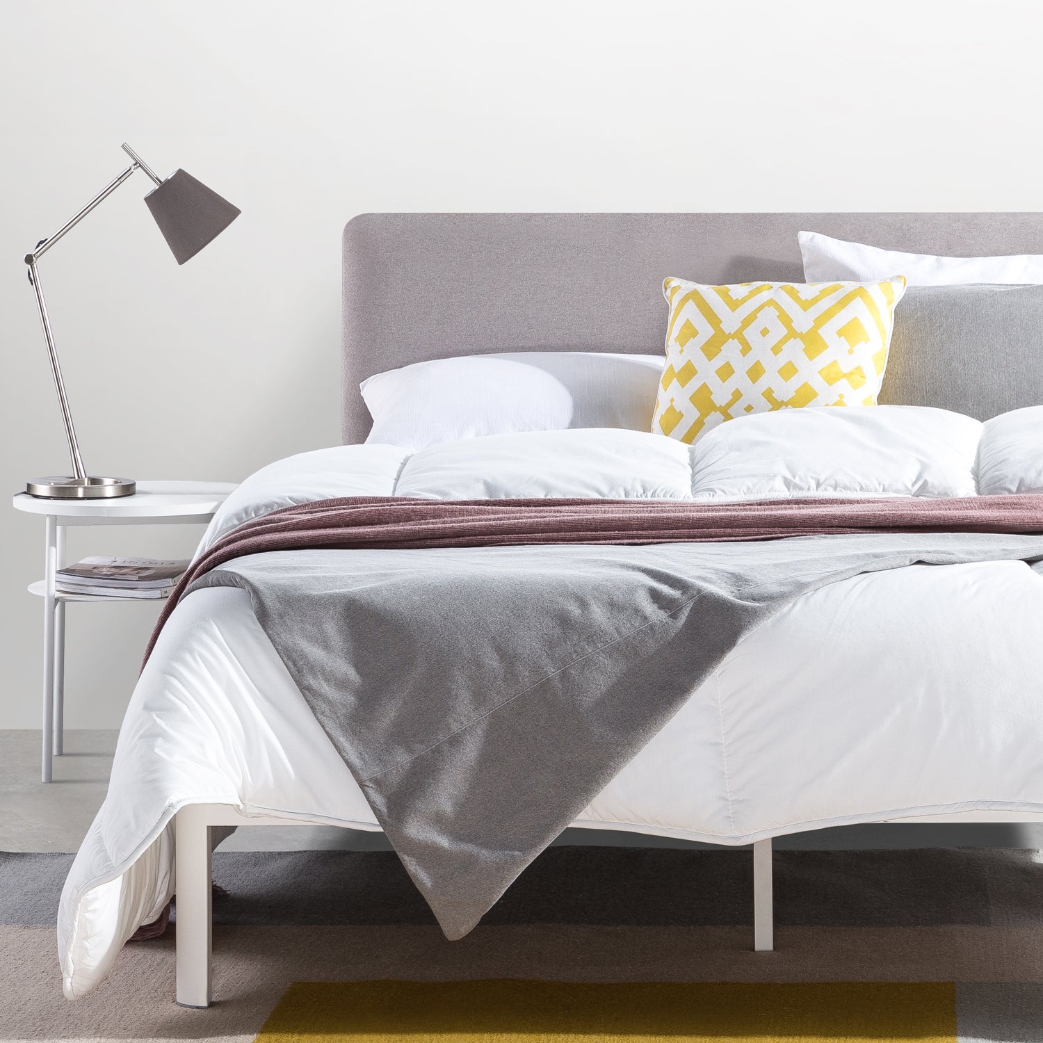 Mellow KERT Metal and Wood Platform Bed Frame with Upholstered Headboard, Full - Smart-nests
