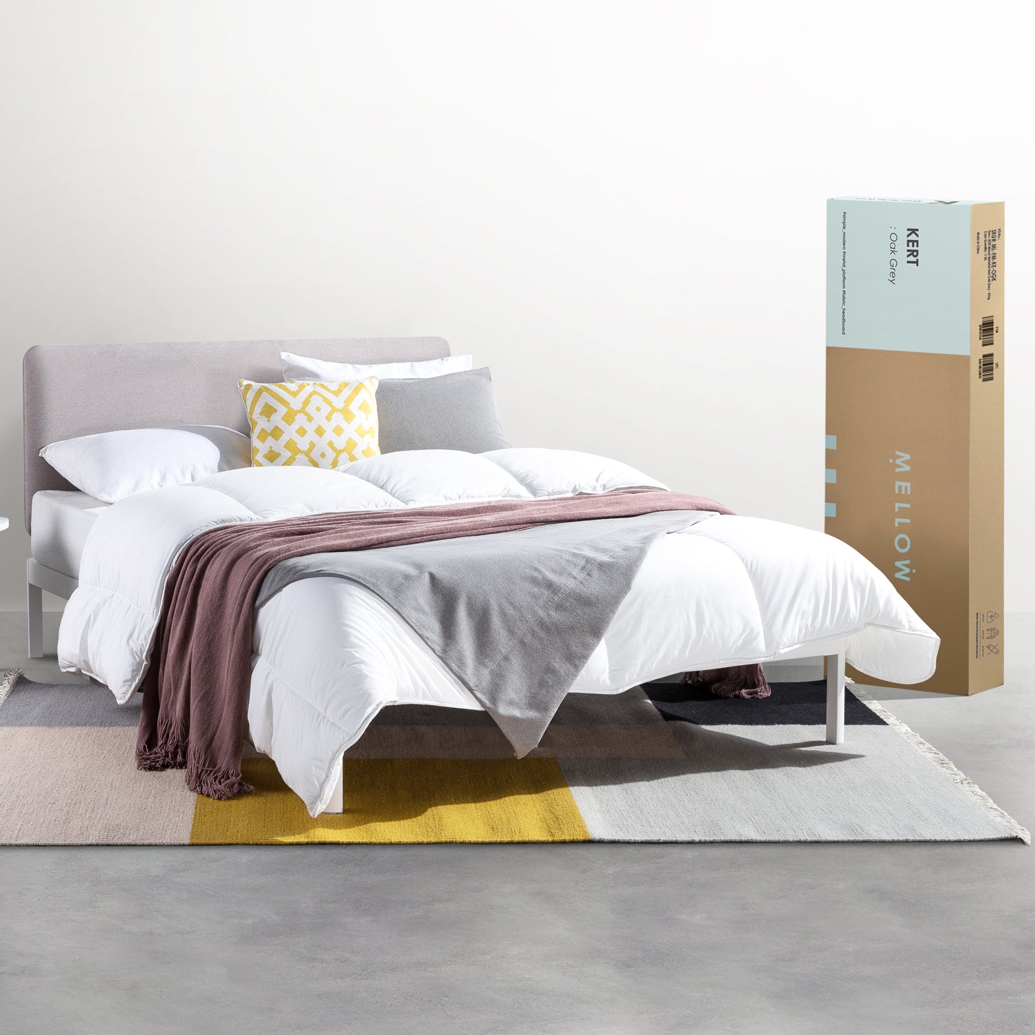 Mellow KERT Metal and Wood Platform Bed Frame with Upholstered Headboard, Full - Smart-nests