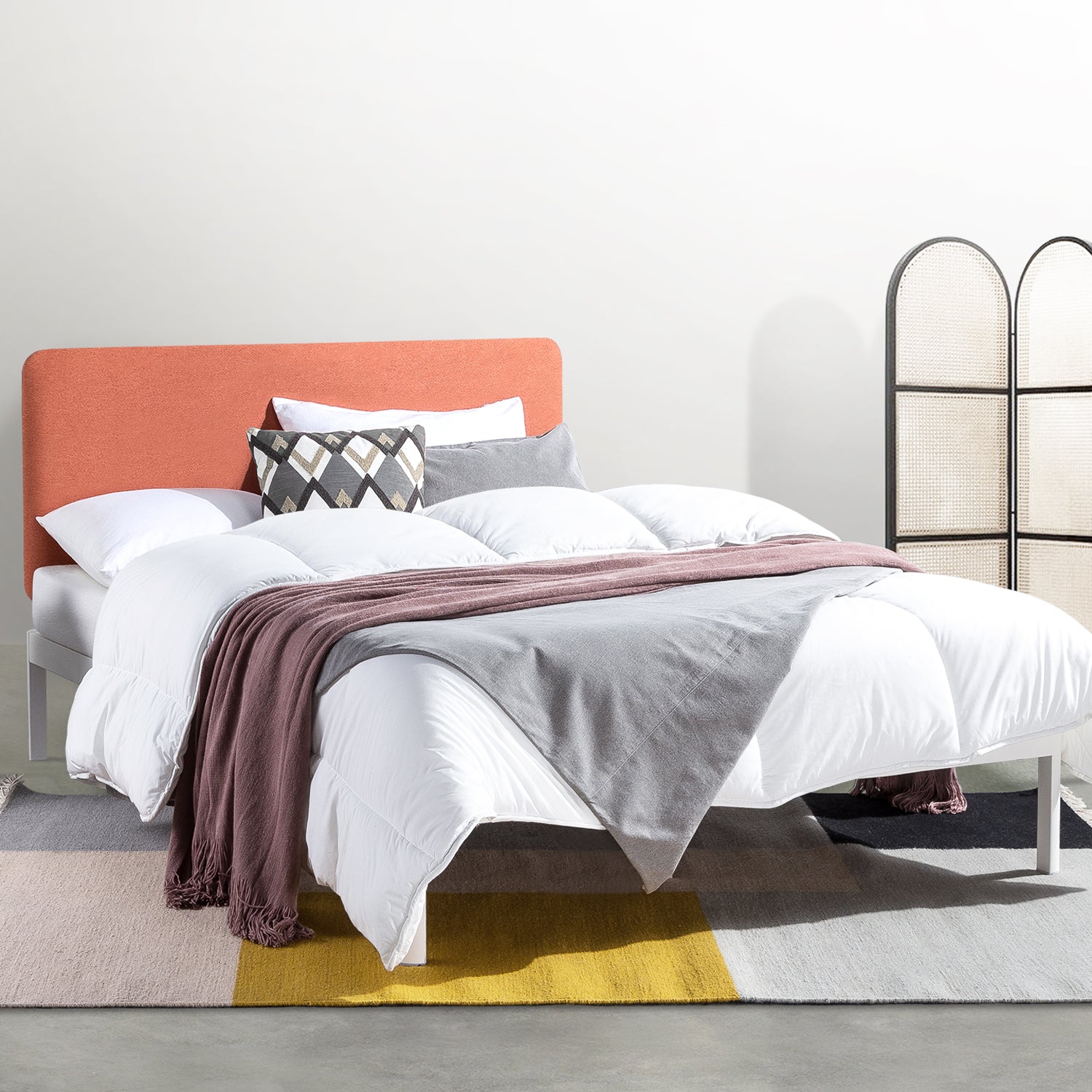 Mellow KERT Metal and Wood Platform Bed Frame with Upholstered Headboard, King - Smart-nests