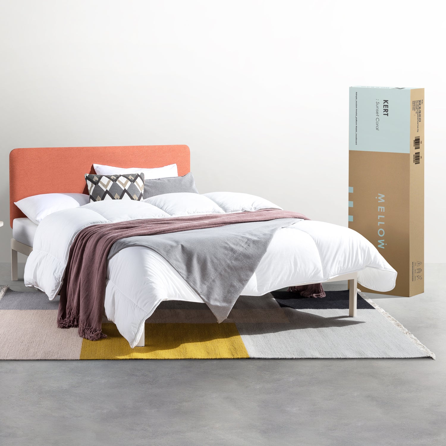 Mellow KERT Metal and Wood Platform Bed Frame with Upholstered Headboard, King - Smart-nests