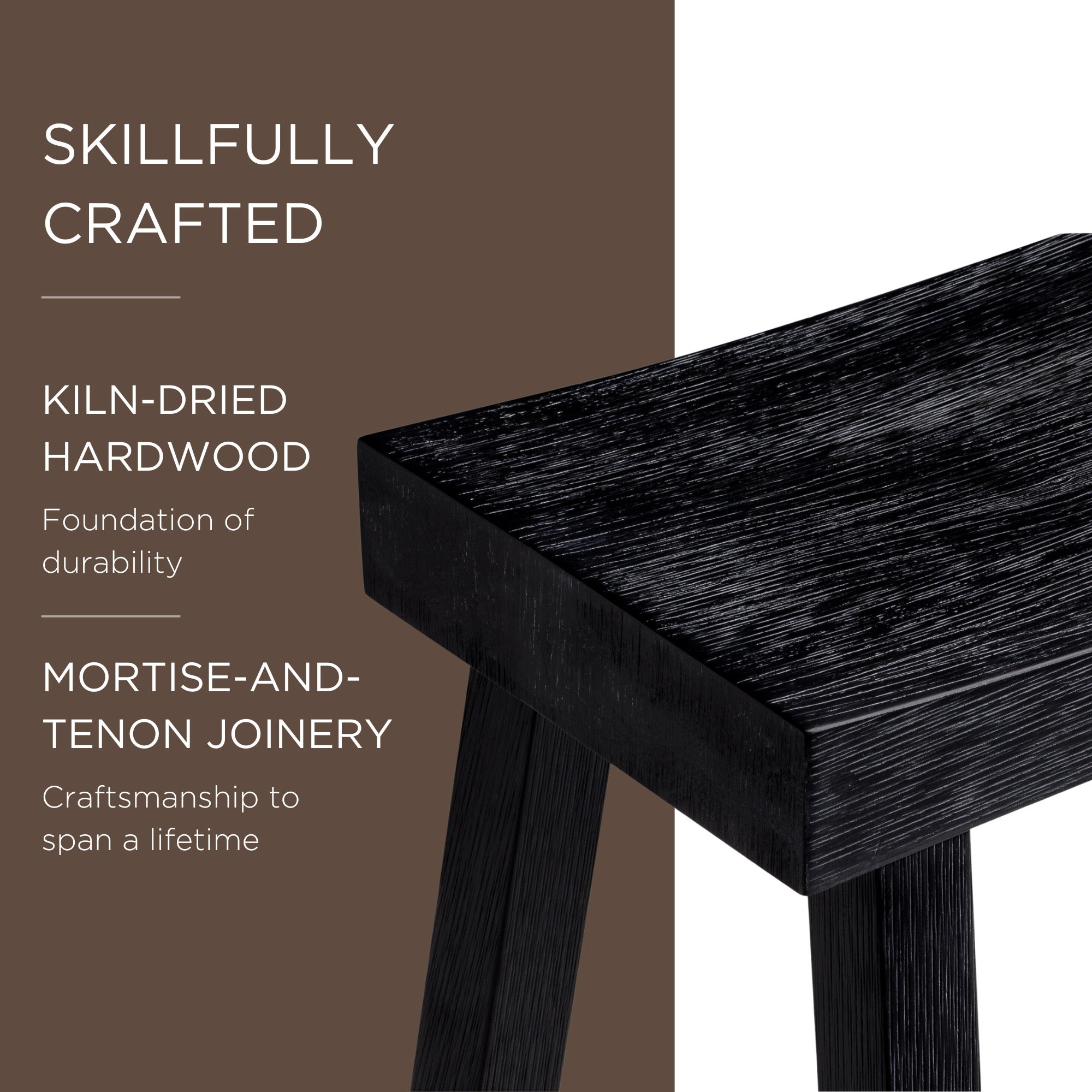 Maven Lane Vincent Wooden Rustic Aesthetic Kitchen Counter Stool, Set of 3 - Smart-nests