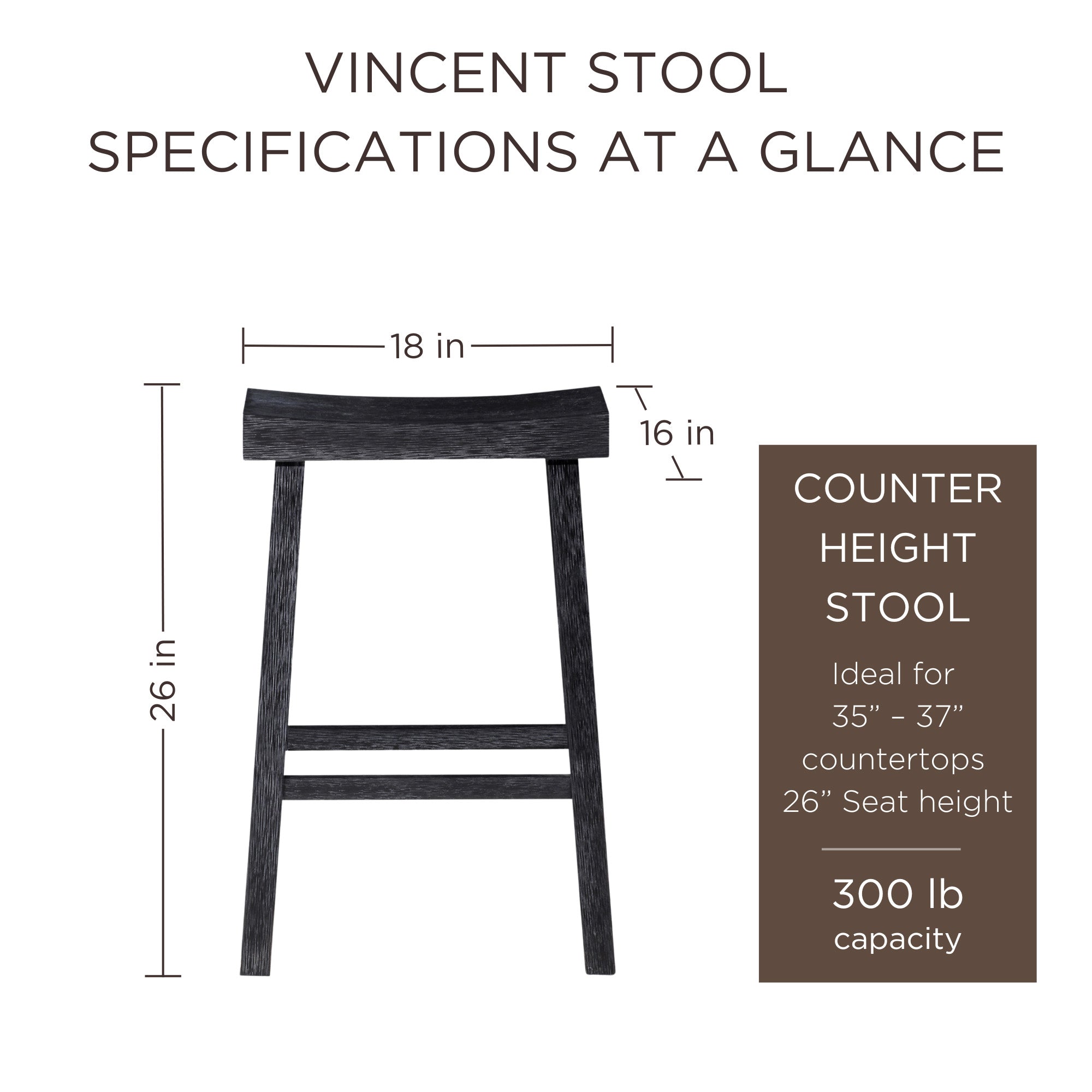 Maven Lane Vincent Wooden Rustic Aesthetic Kitchen Counter Stool, Set of 3 - Smart-nests