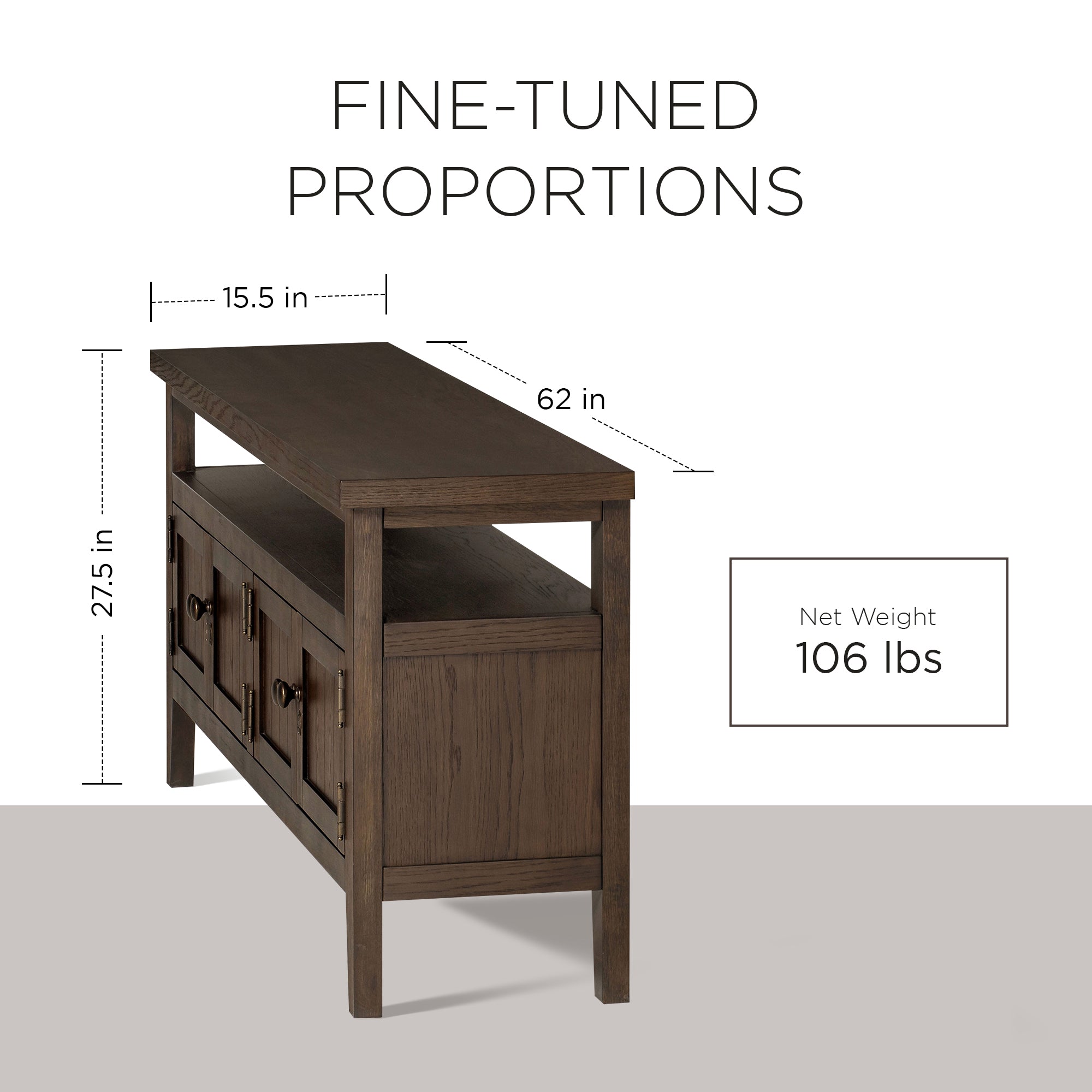 Maven Lane Turner Wooden Media Unit in Antiqued Brown Finish - Smart-nests
