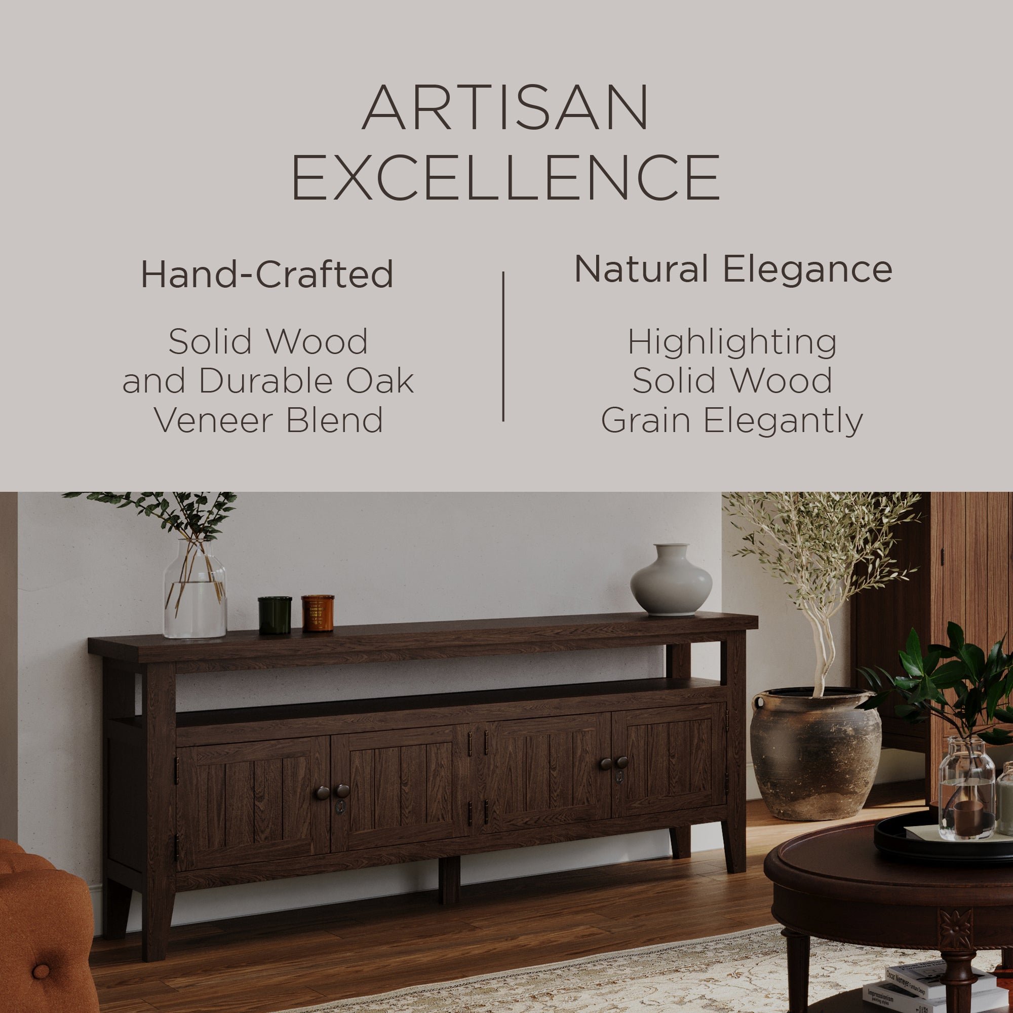 Maven Lane Turner Wooden Media Unit in Antiqued Brown Finish - Smart-nests