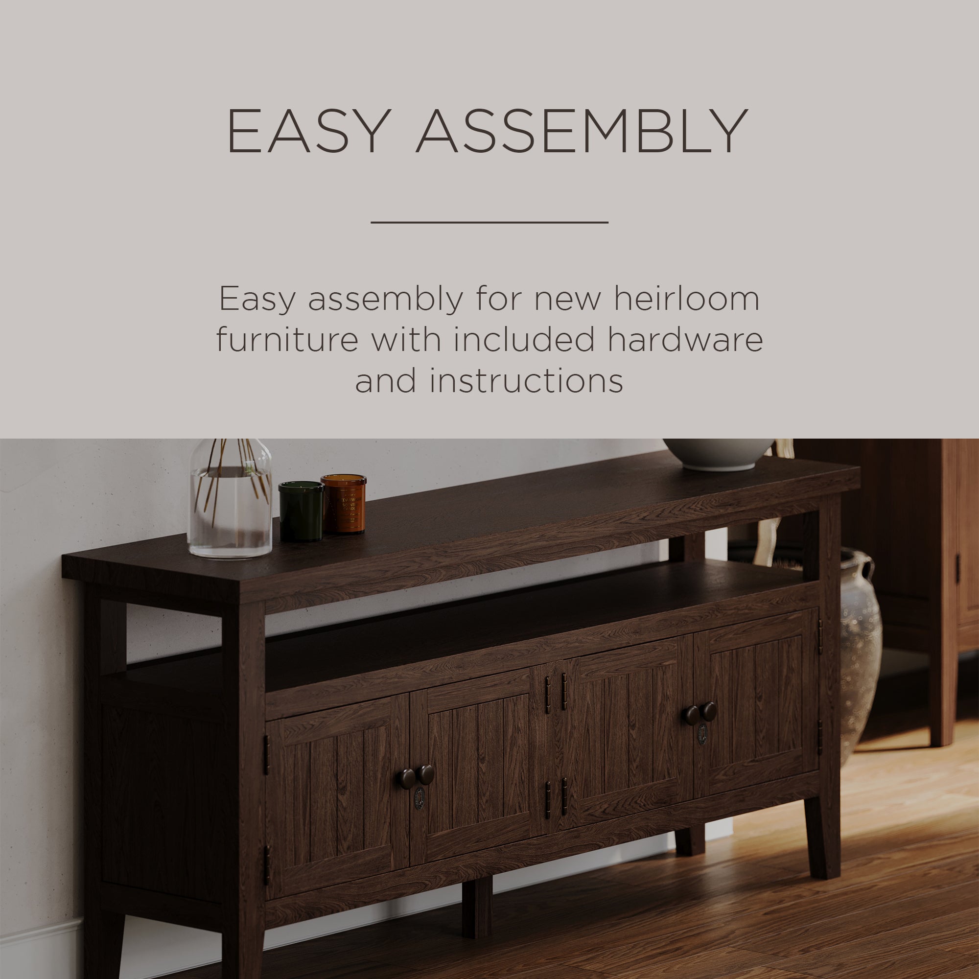 Maven Lane Turner Wooden Media Unit in Antiqued Brown Finish - Smart-nests