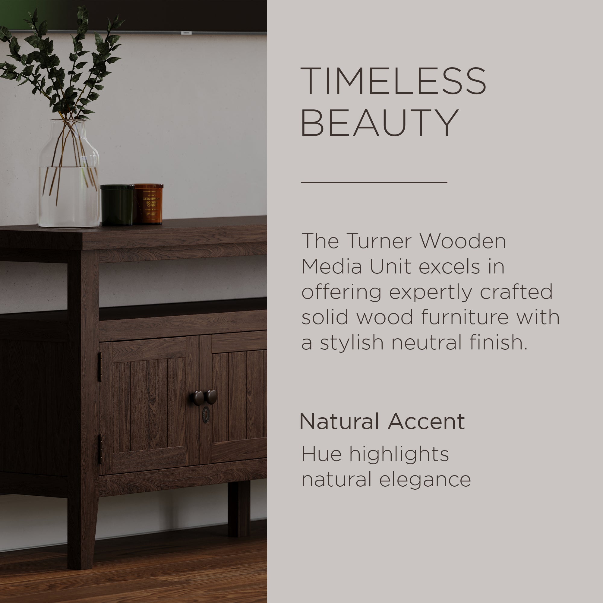 Maven Lane Turner Wooden Media Unit in Antiqued Brown Finish - Smart-nests