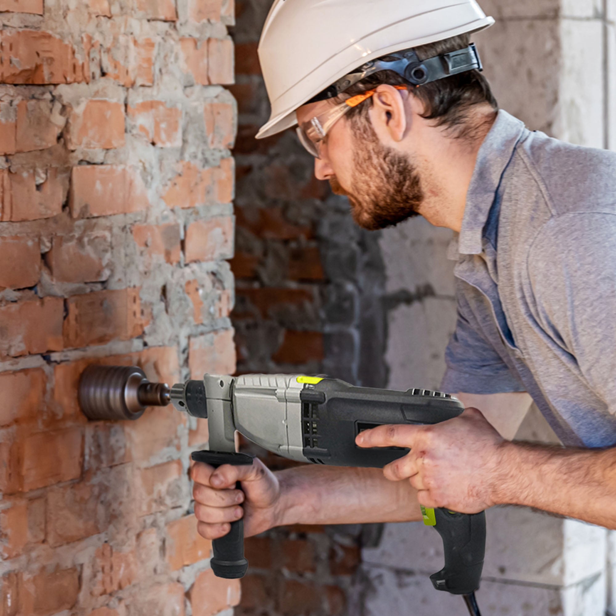 Master Mechanic 7.5 Amp 0.5 Inch Hammer Drill w/ Soft Grip Handle & Metal Gauge - Smart-nests