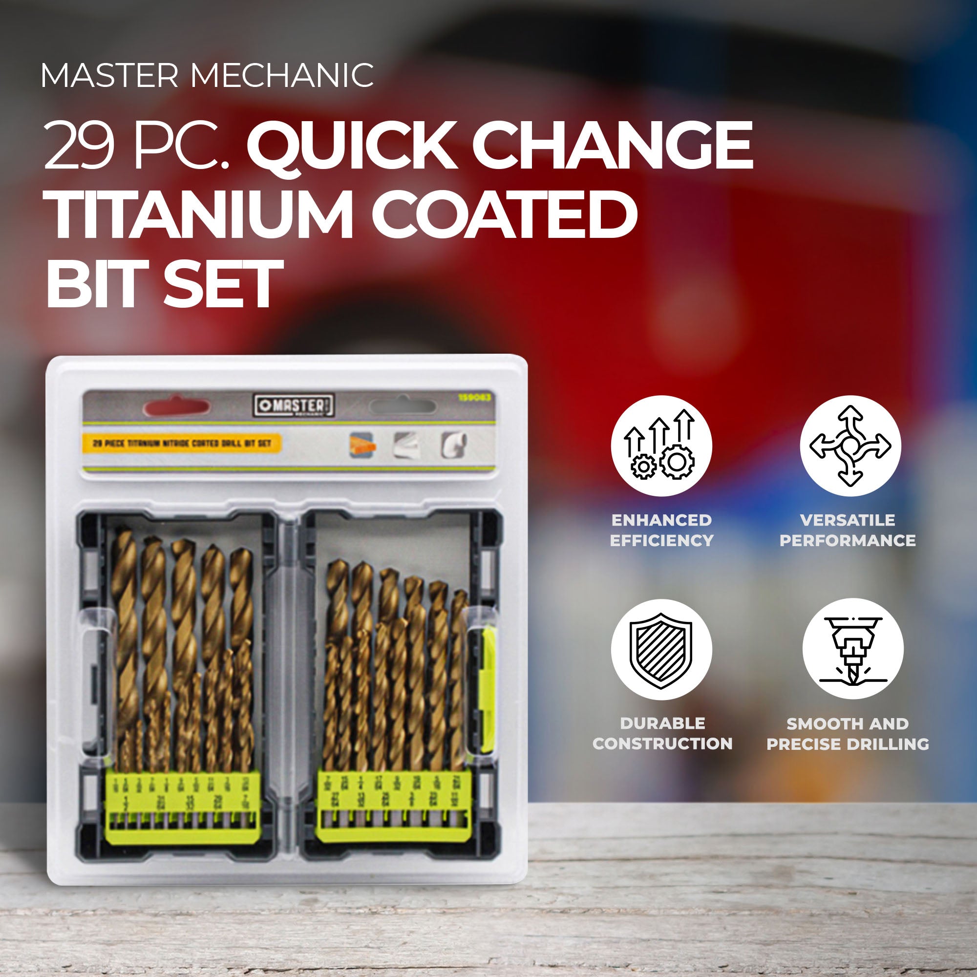 Master Mechanic 29 Piece Quick Change Titanium Coated Bit Set for Home Tools - Smart-nests