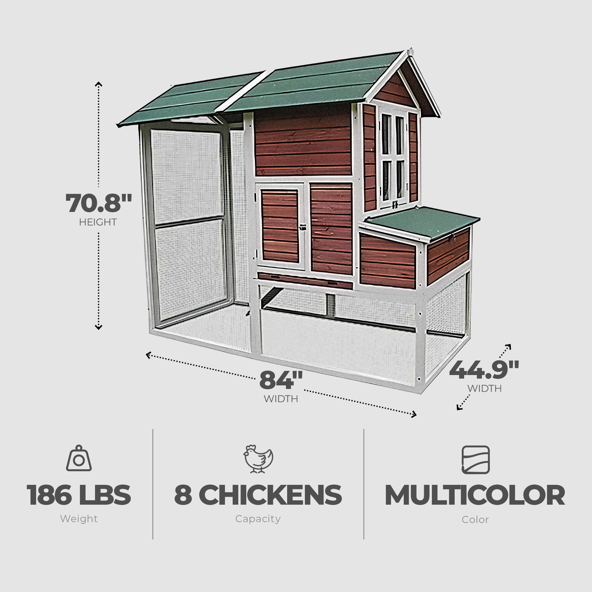 My Backyard Farm Chicken Ranch Coop with PVC Roof and Vent Window, Dark Red - Smart-nests
