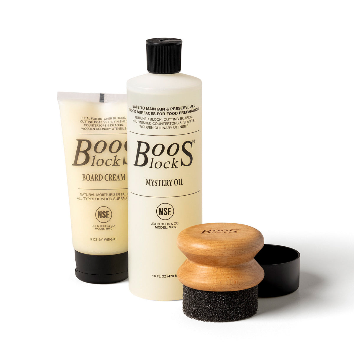 John Boos 3 Piece Maintenance Set with Mystery Oil, Board Cream, and Applicator - Smart-nests