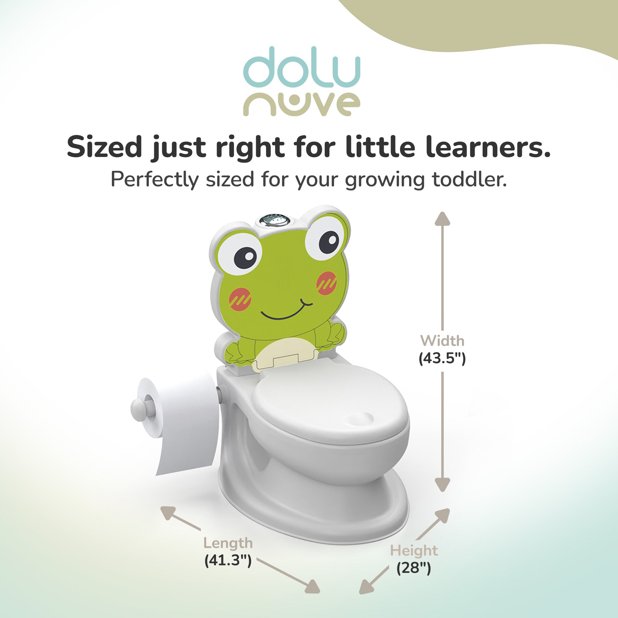 Dolu Nuve Frog Baby Toddler Potty Chair Light Sound Toilet Paper Holder, White - Smart-nests