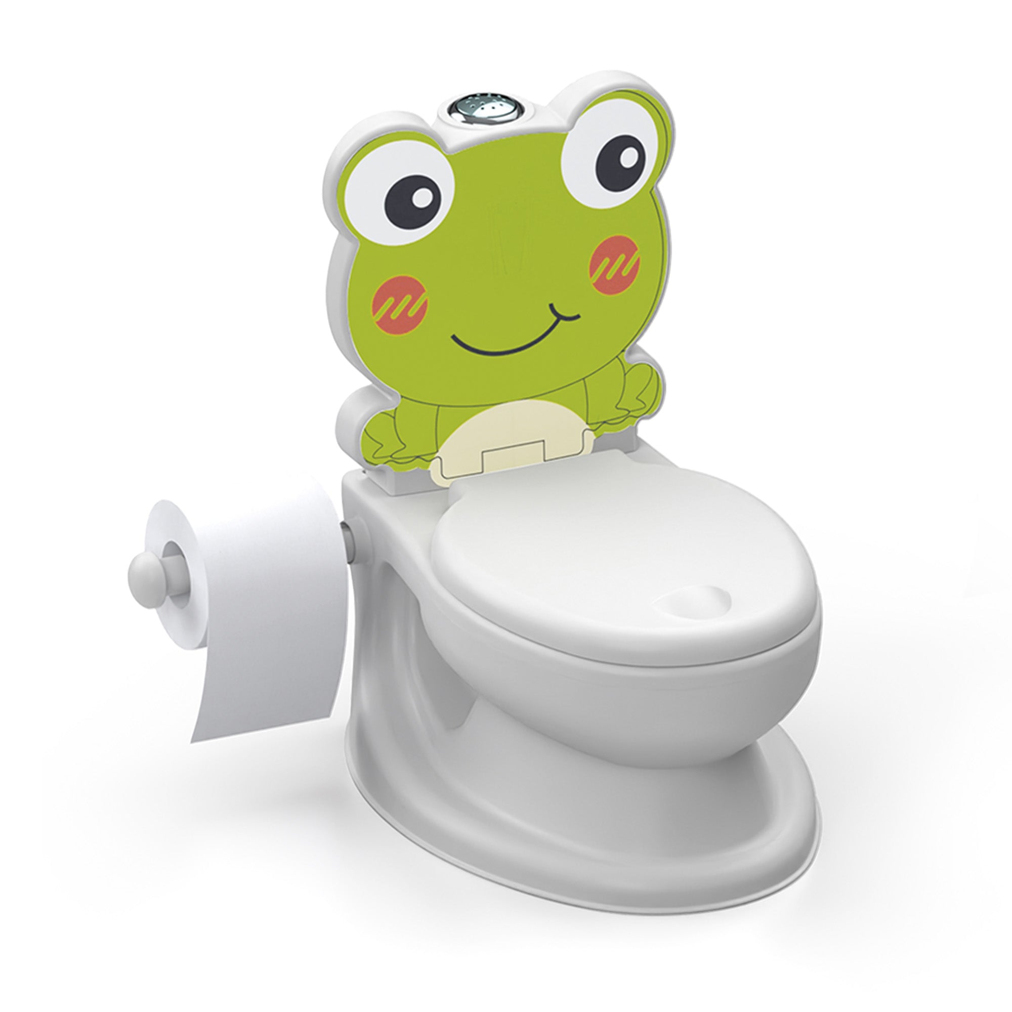 Dolu Nuve Frog Baby Toddler Potty Chair Light Sound Toilet Paper Holder, White - Smart-nests