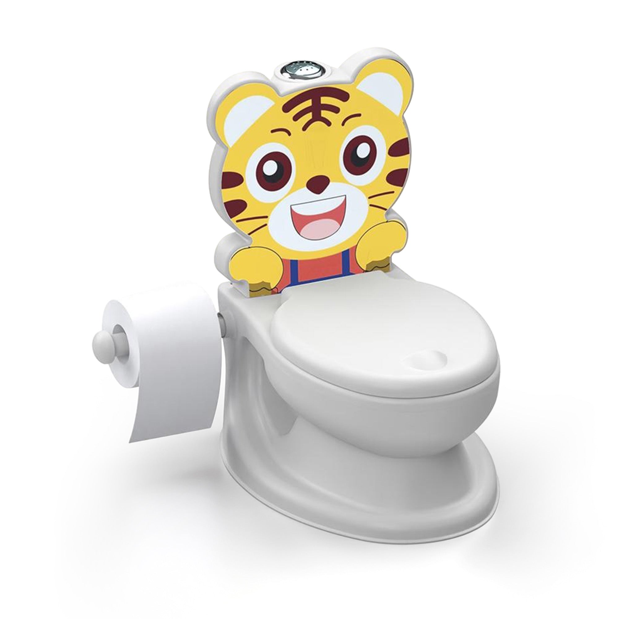 Dolu Nuve Tiger Baby Toddler Potty Chair Light Sound Toilet Paper Holder, White - Smart-nests