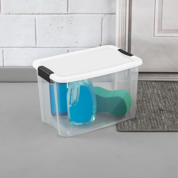 Sterilite 30 Qt Clear Plastic Stackable Storage Bin w/ Latch Lid, White (6 Pack) - Smart-nests