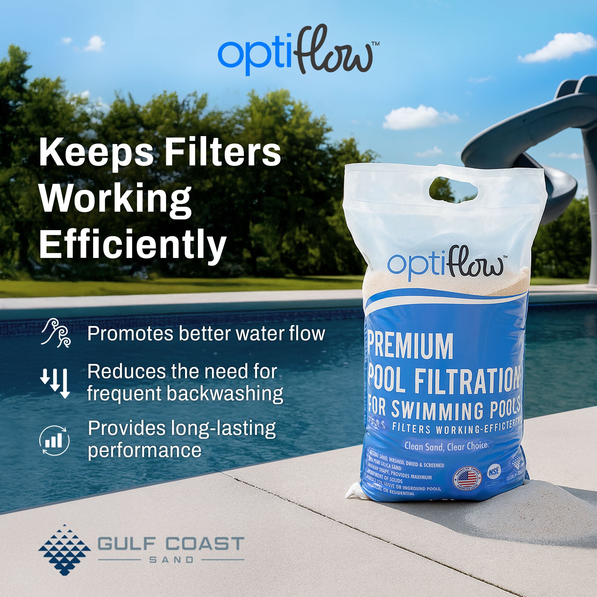 OptiFlow 50 Lb Premium Pool Filtration Angular Sand with Pure Silica Formula - Smart-nests