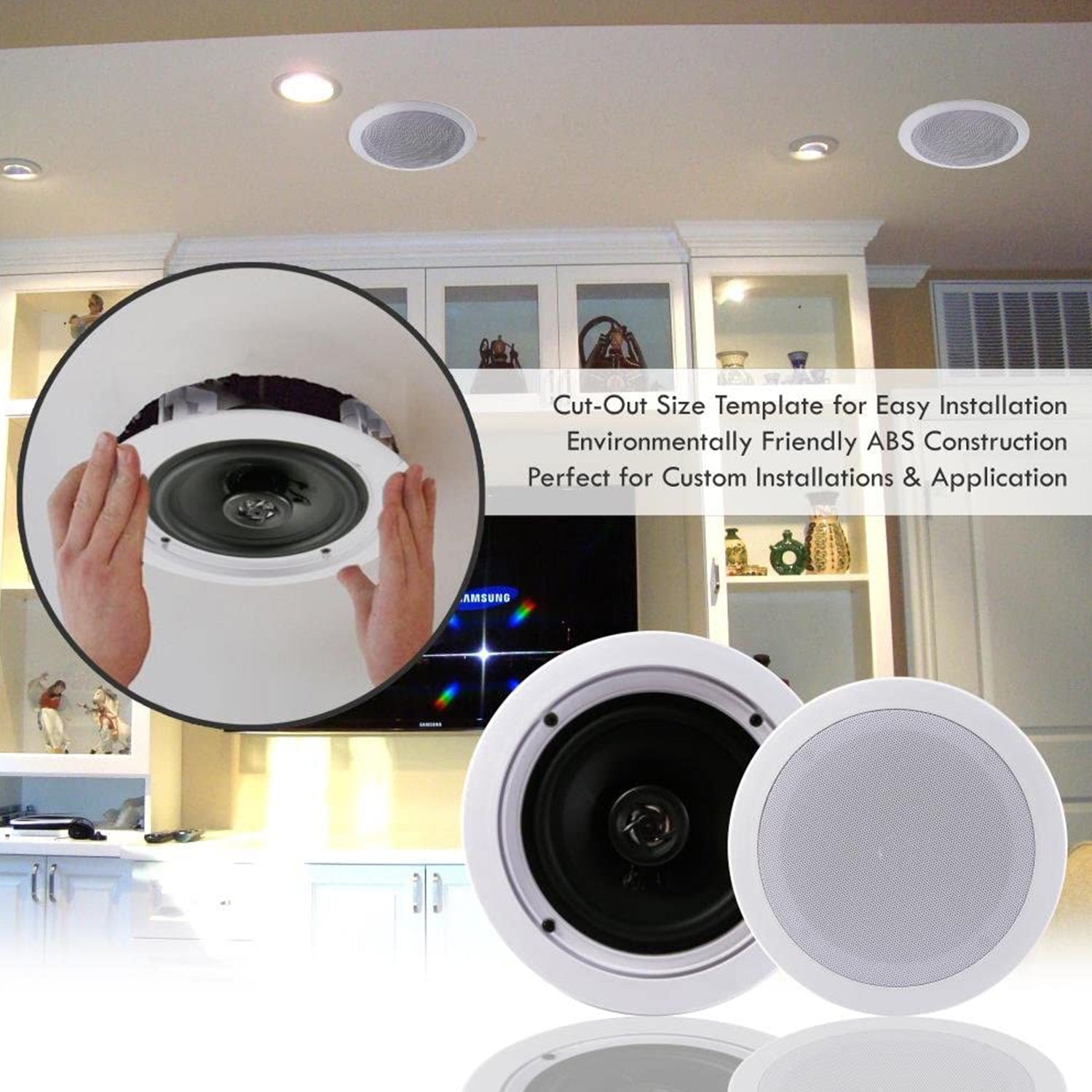 Pyle PDIC1661RD 6.5 Inch 200 Watt In Ceiling Wall 2 Way Speaker System Pair - Smart-nests