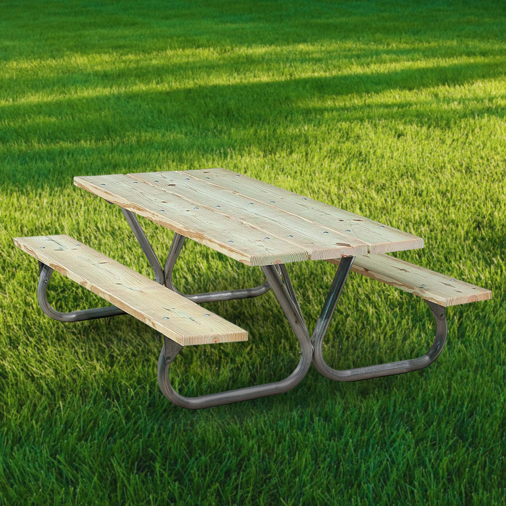 Pilot Rock 6' or 8' Outdoor Steel Non Tip Picnic Table Legs Kit (Frame Only) - Smart-nests