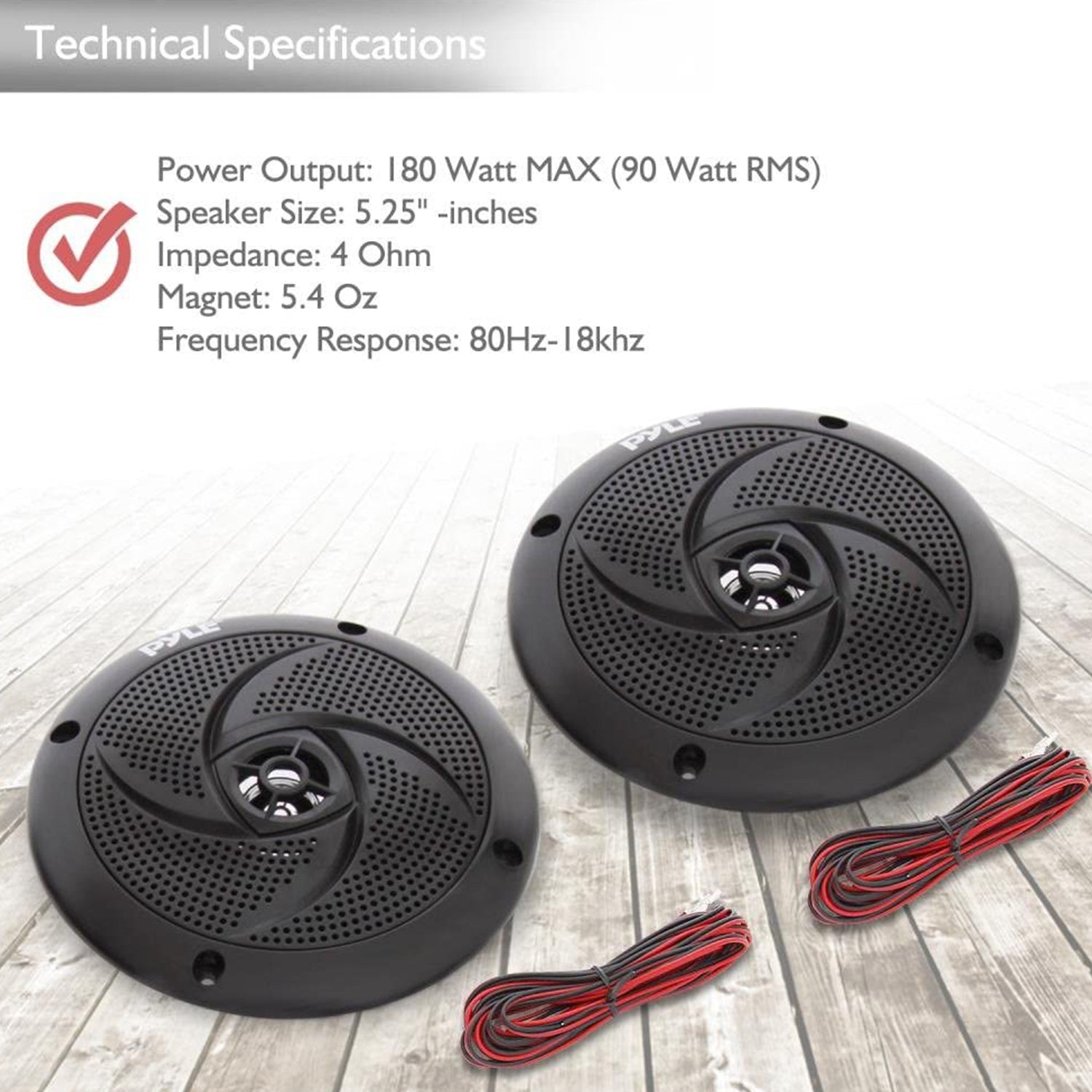 Pyle PLMRS5B 5.25 Inch Waterproof Low Profile Marine Speakers, Black (2 Pack) - Smart-nests