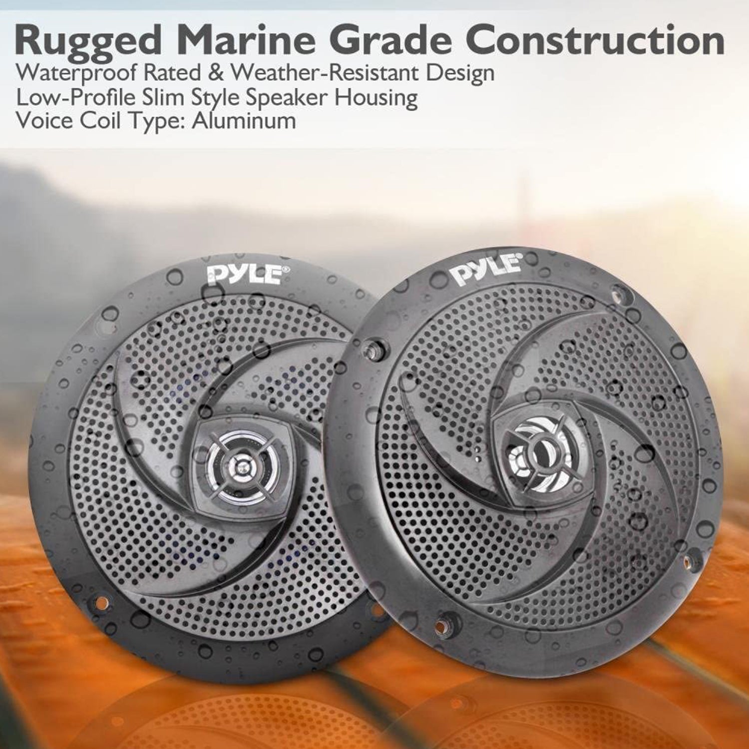 Pyle PLMRS5B 5.25 Inch Waterproof Low Profile Marine Speakers, Black (2 Pack) - Smart-nests