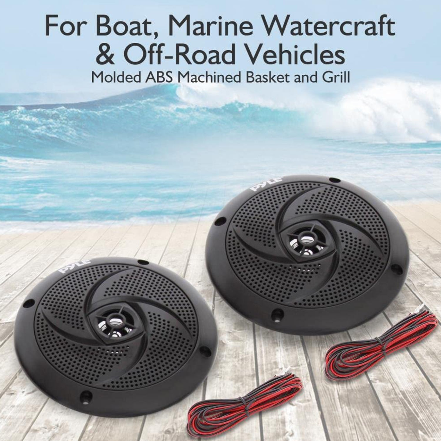 Pyle PLMRS5B 5.25 Inch Waterproof Low Profile Marine Speakers, Black (2 Pack) - Smart-nests