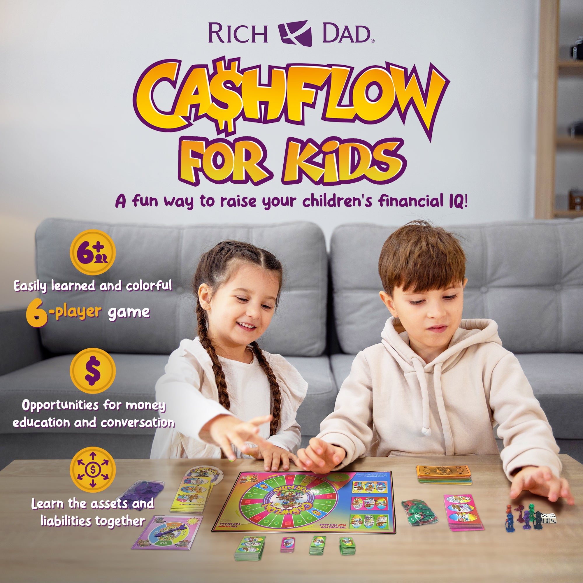 Rich Dad CASHFLOW for Kids, Educational Board Game for Ages 6 and UP - Smart-nests