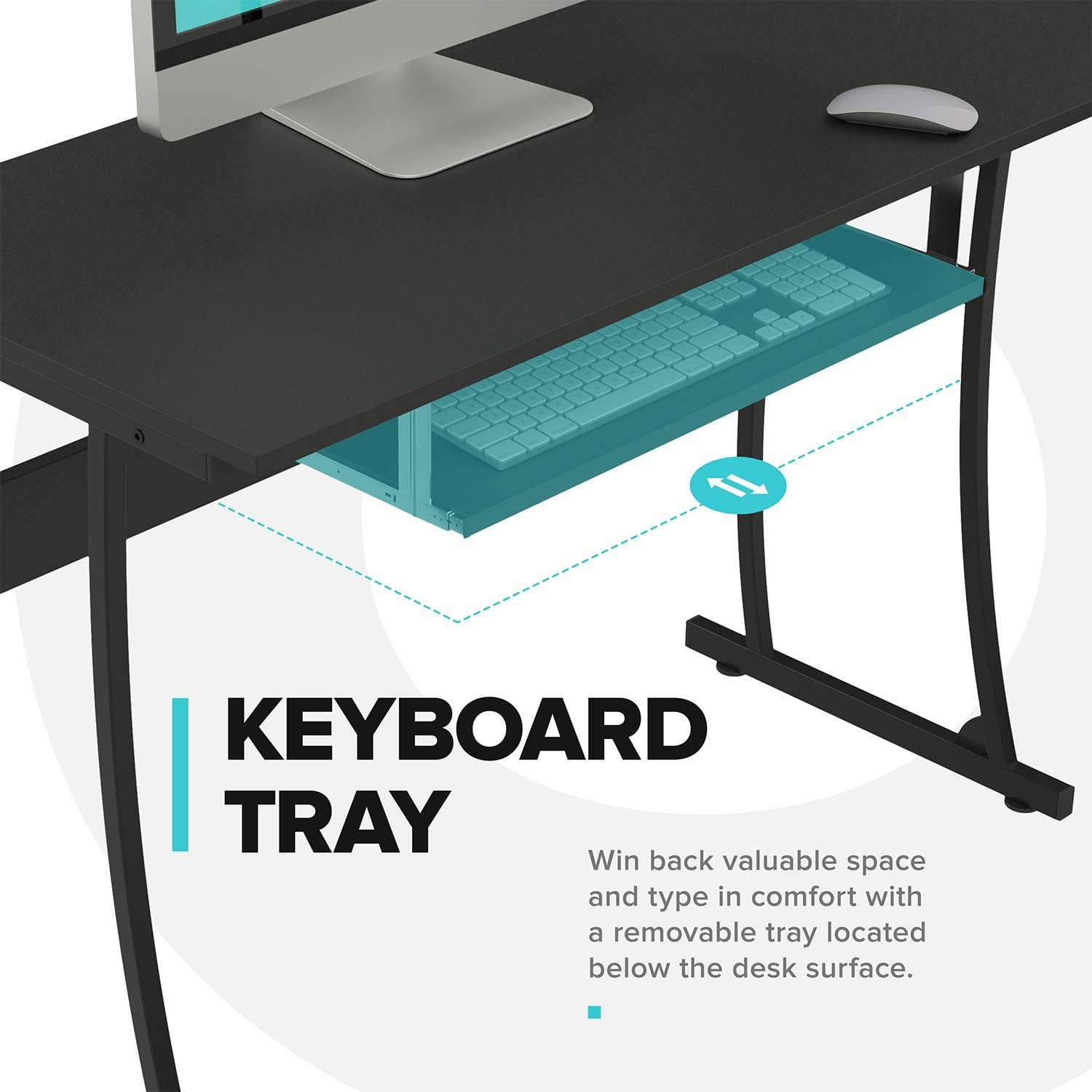 RIF6 L Shaped Modern Computer Office Desk w/ Keyboard Tray, Easy Assembly, Black - Smart-nests