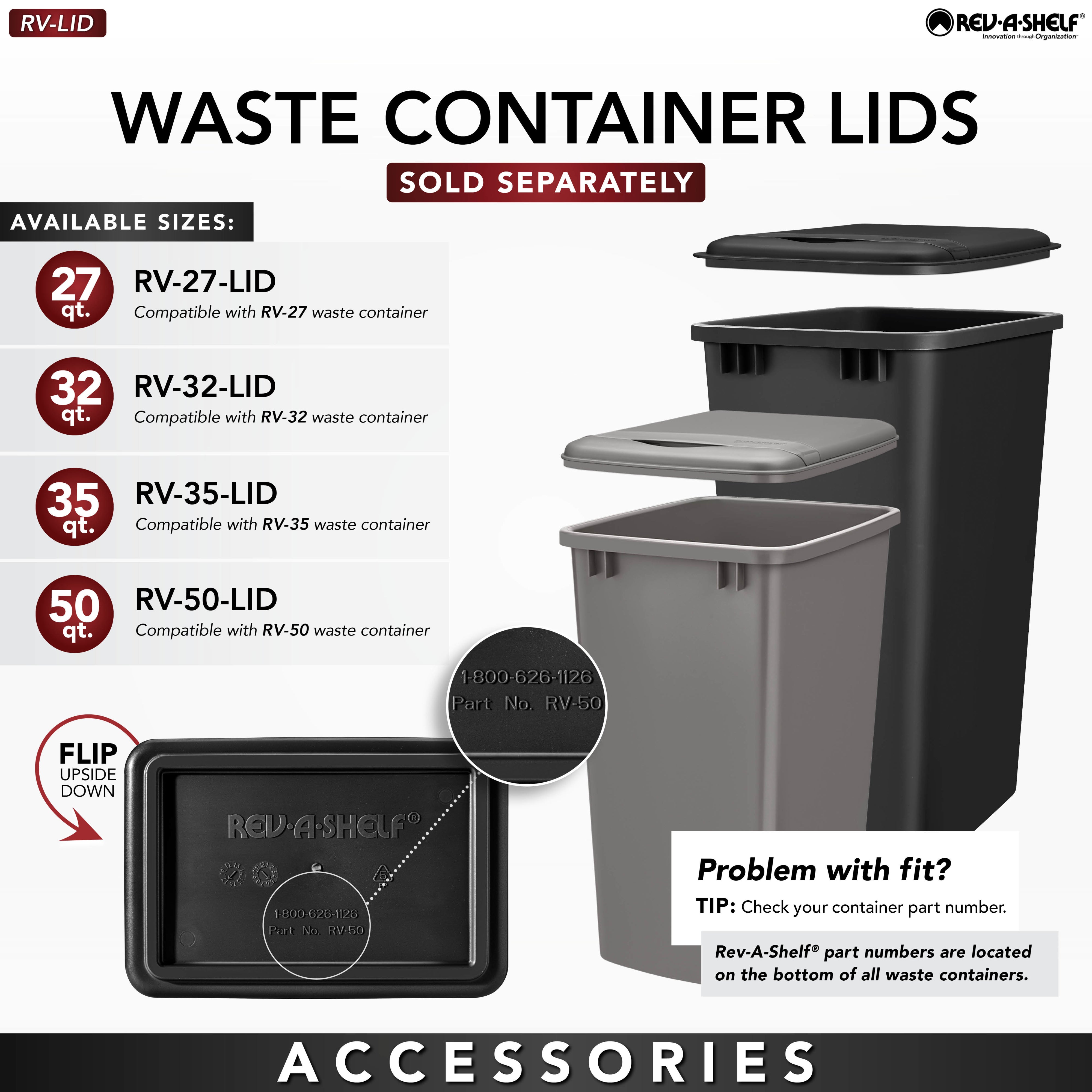 Rev-A-Shelf Double Pullout Trash Can 27 qt. w/ Soft-close, 53WC-1527SCDM-212