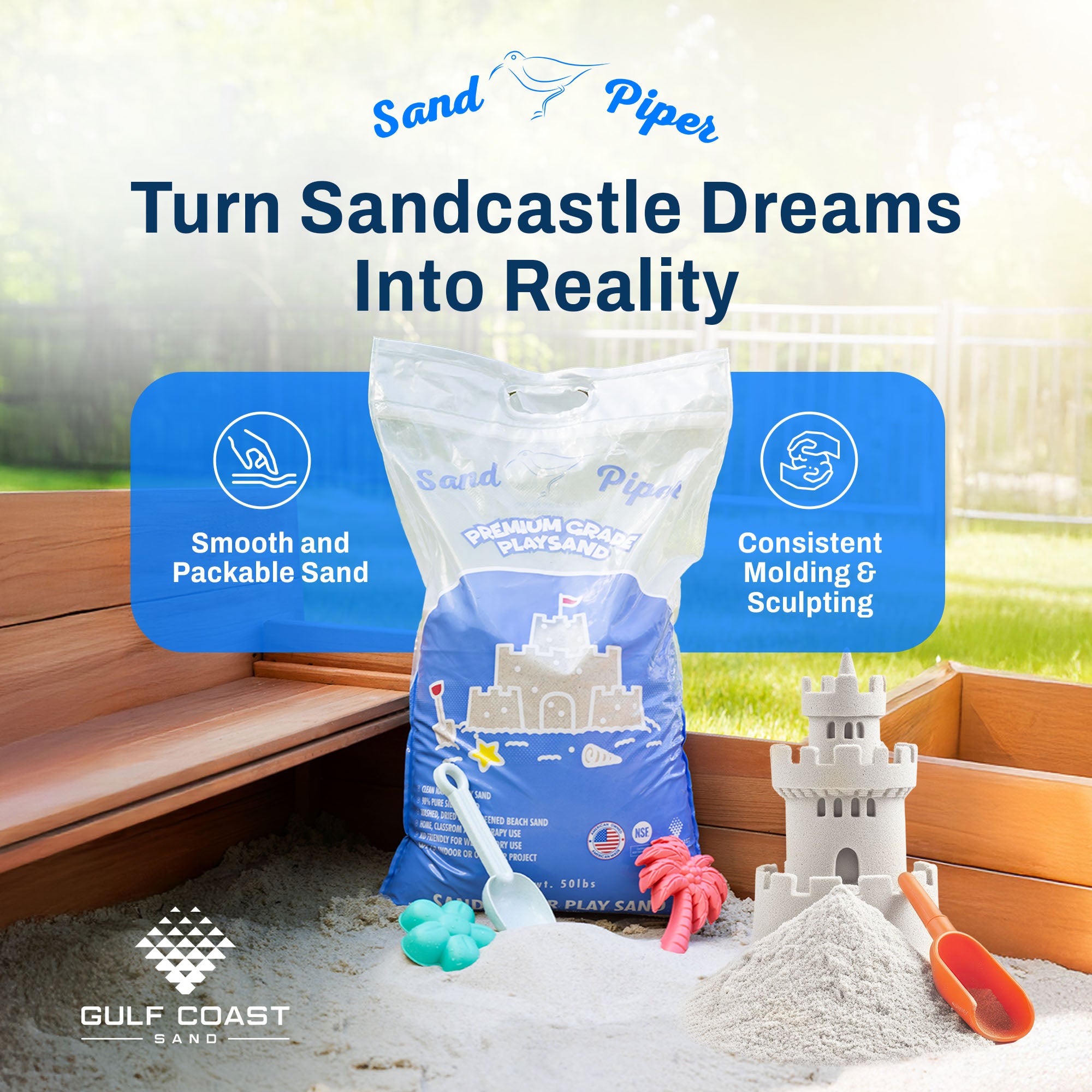 SandPiper 50 Pound Premium Grade Multi-Use Play Sand with Chemical Free Formula - Smart-nests