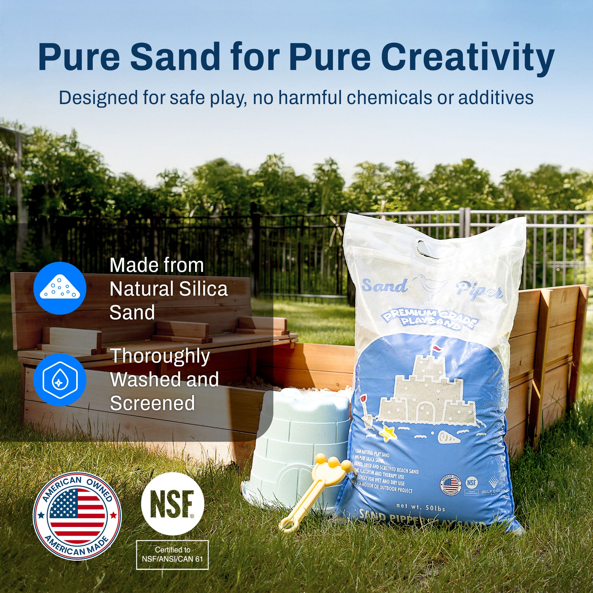 SandPiper 50 Pound Premium Grade Multi-Use Play Sand with Chemical Free Formula - Smart-nests
