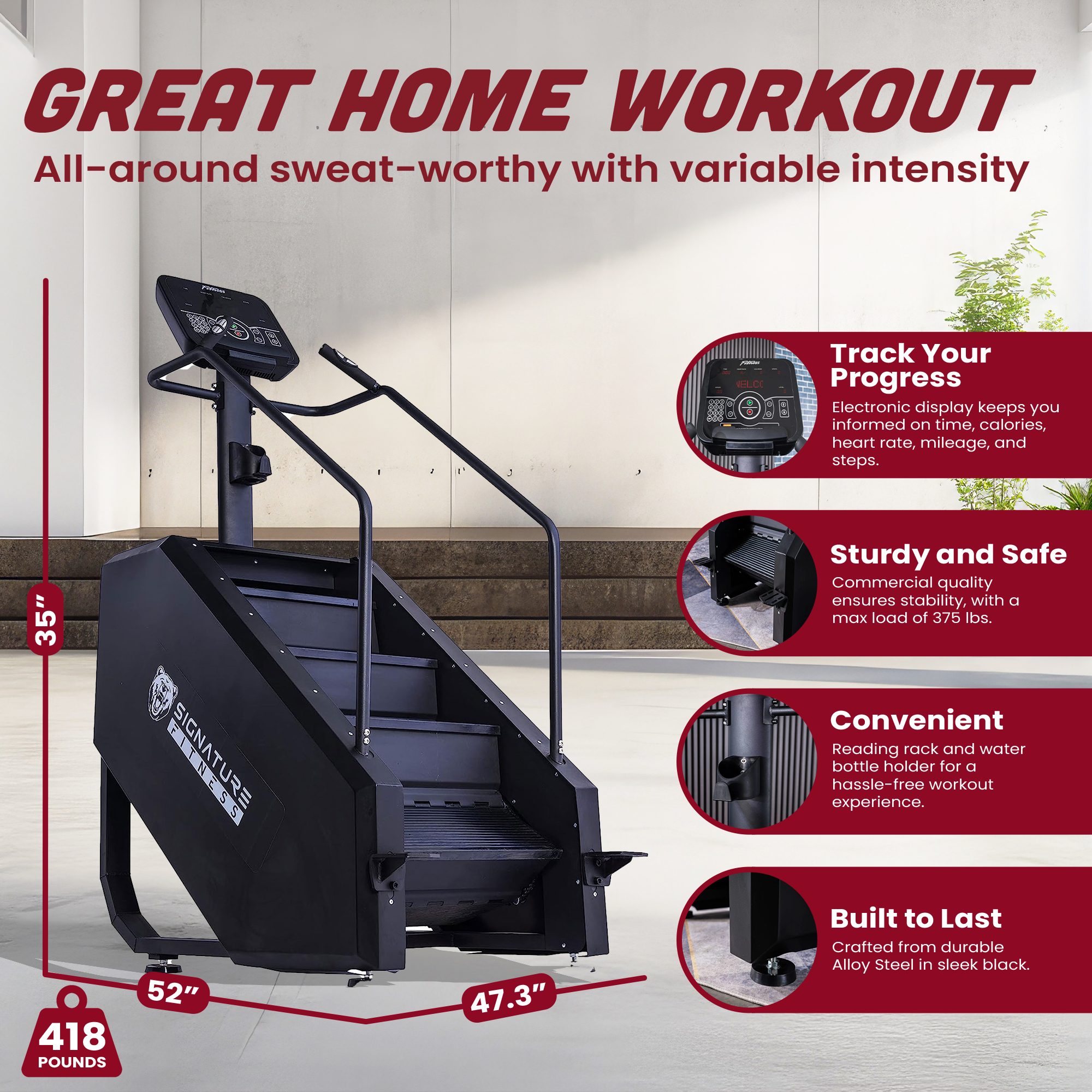 Signature Fitness Continuous Climber Gym Equipment Stair Stepper for Exercise - Smart-nests