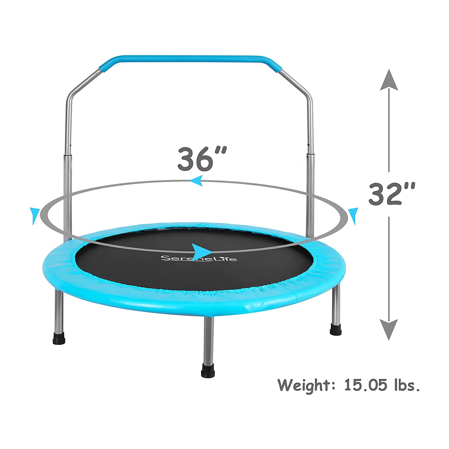 SereneLife 36 Inch Kids Indoor Outdoor Fitness Trampoline w/ Padded Frame Cover - Smart-nests