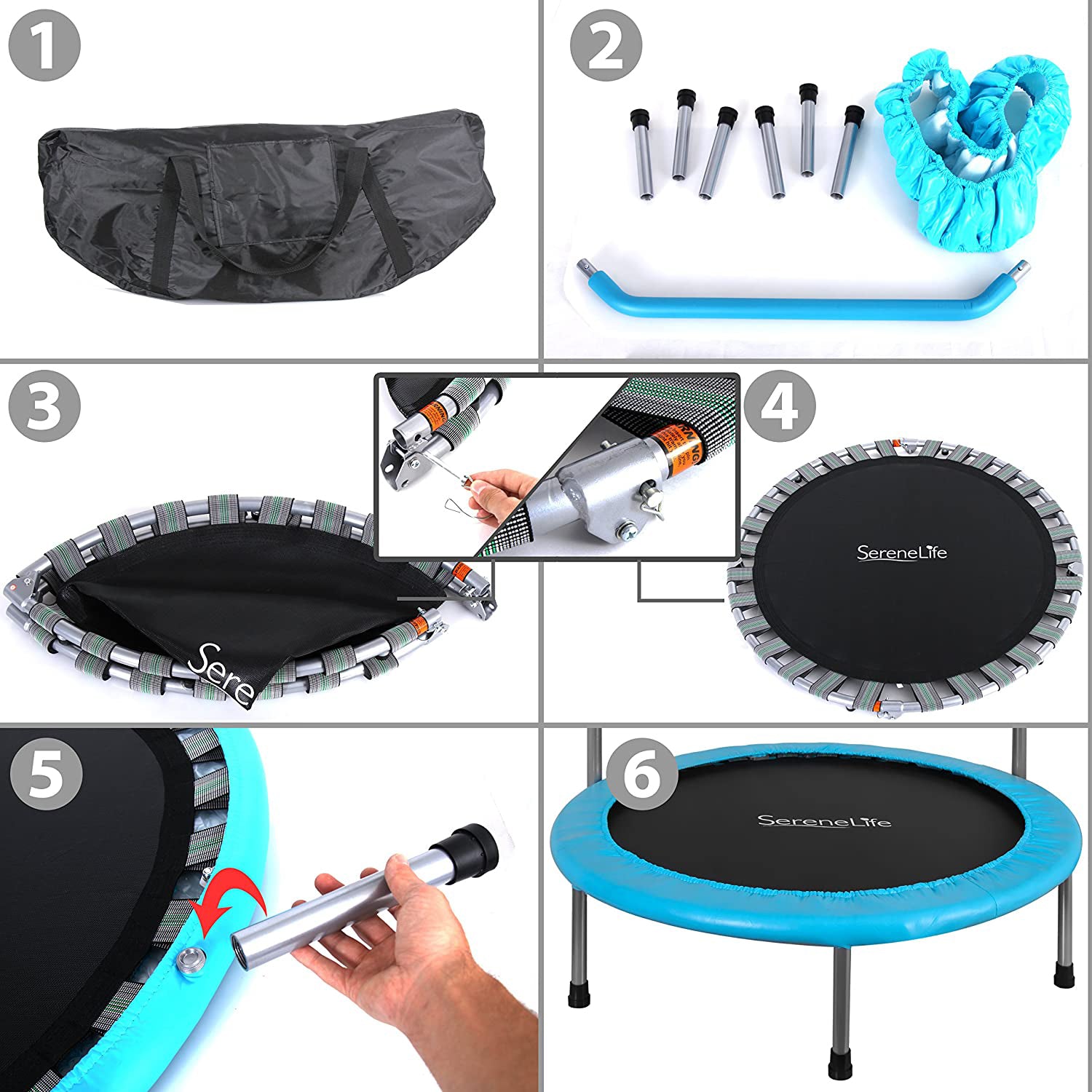 SereneLife 36 Inch Kids Indoor Outdoor Fitness Trampoline w/ Padded Frame Cover - Smart-nests