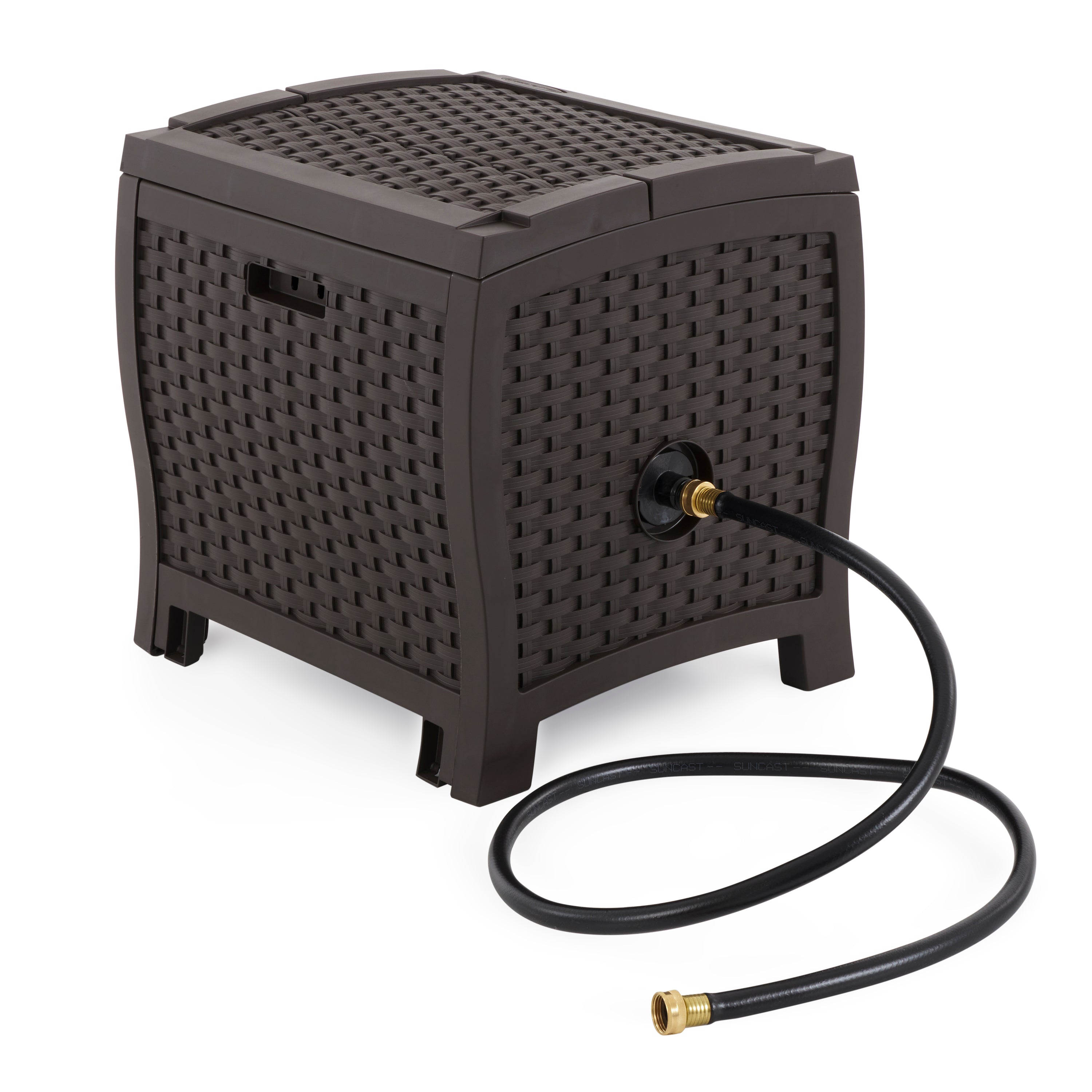 Suncast 175 Foot Slide Trak Outdoor Garden Water Hose Hideaway, Mocha Brown - Smart-nests