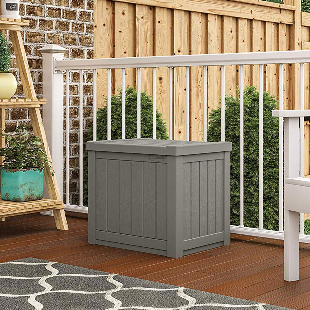 Suncast SS500ST 22 Gallon Small Resin Outdoor Patio Storage Deck Box, Stoney - Smart-nests